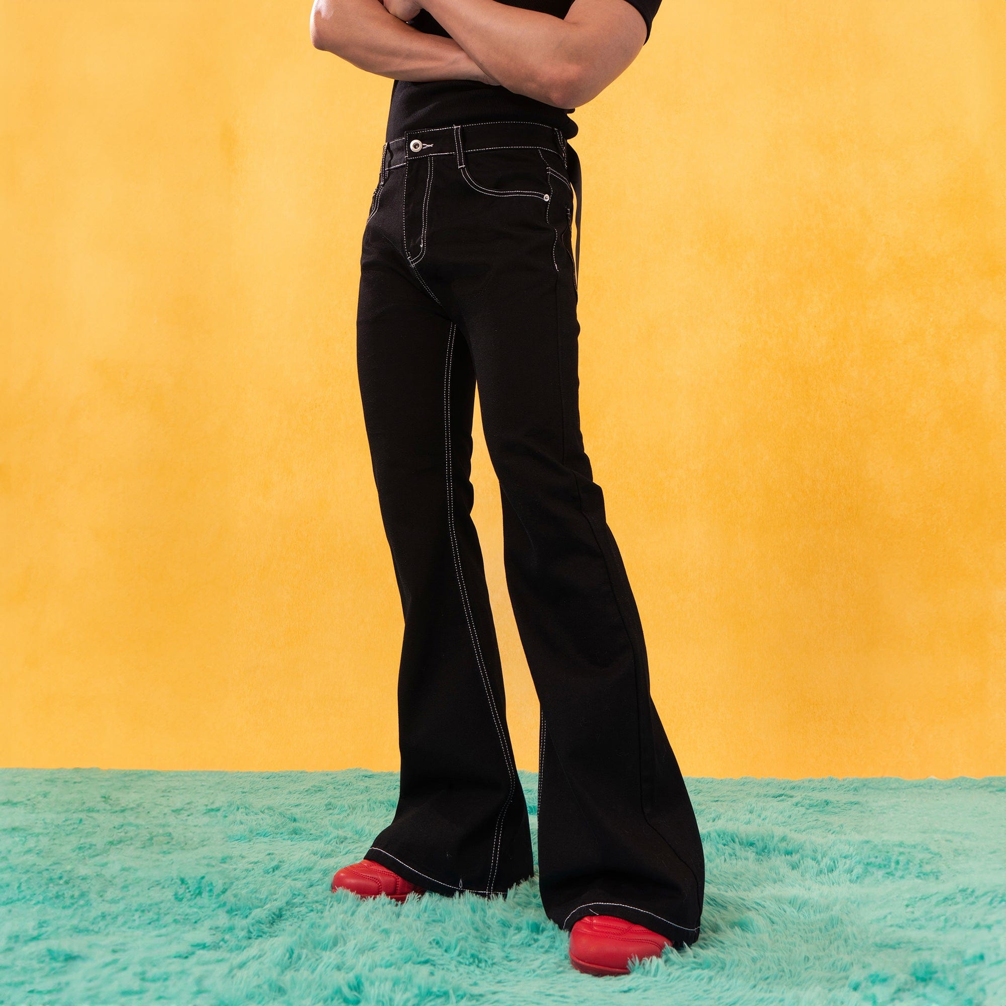 CLP Retro Stitch Ribbon Flared Jeans, premium urban and streetwear designers apparel on PROJECTISR.com, CLP