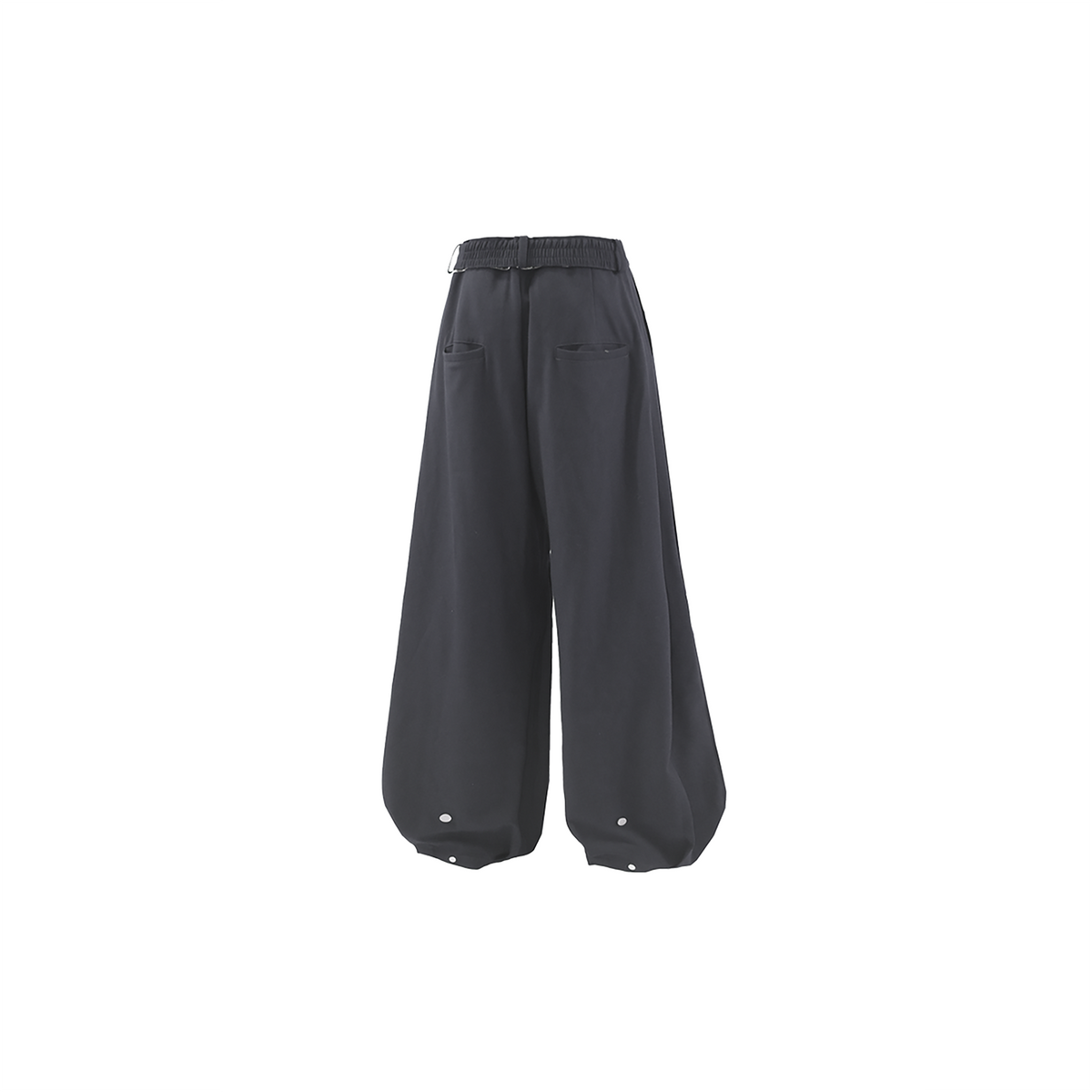 RELABEL Pleated Wide-Leg Elasticated Belt Trousers