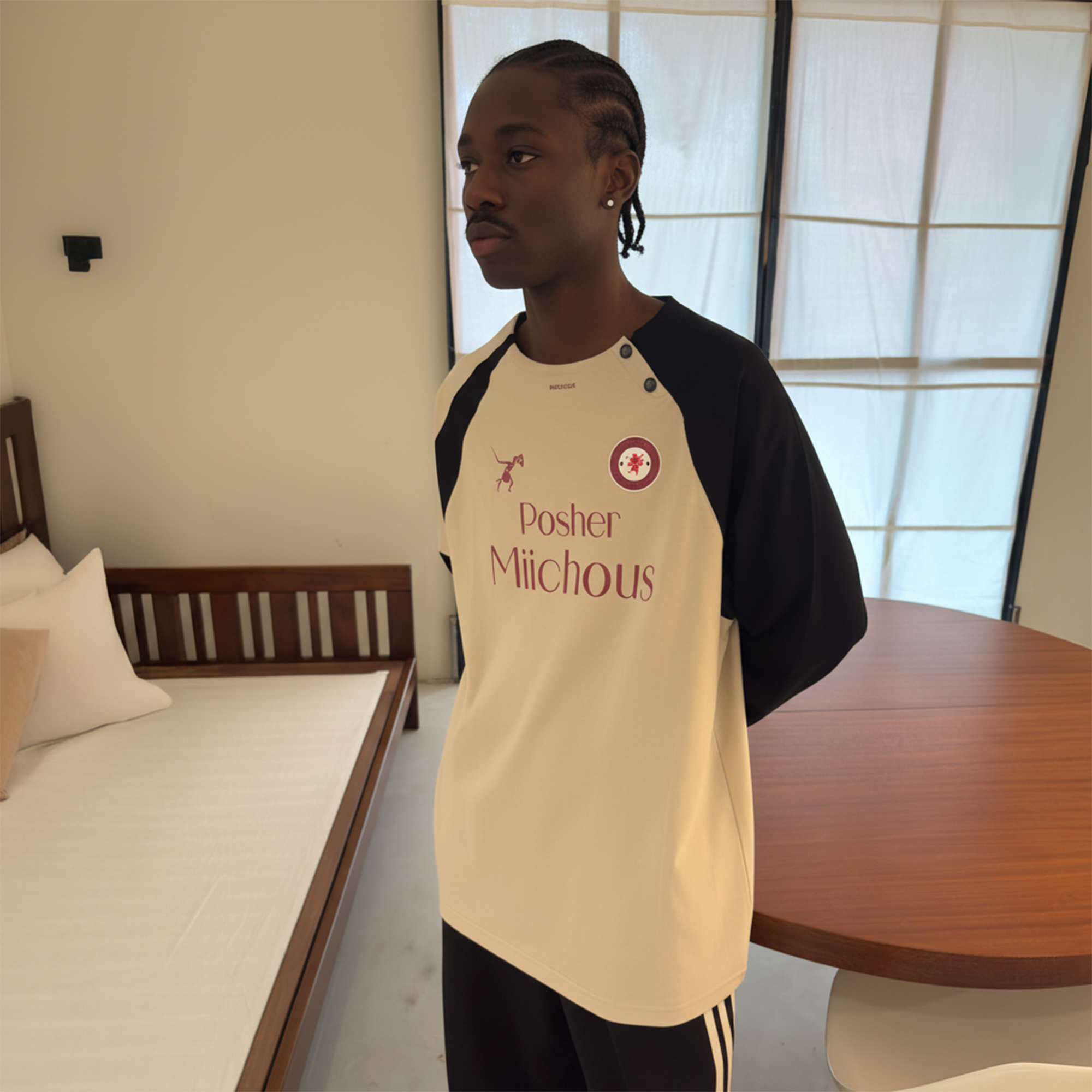 MIICHOUS Snap Contrast Quick-Dry Long-Sleeve Tee