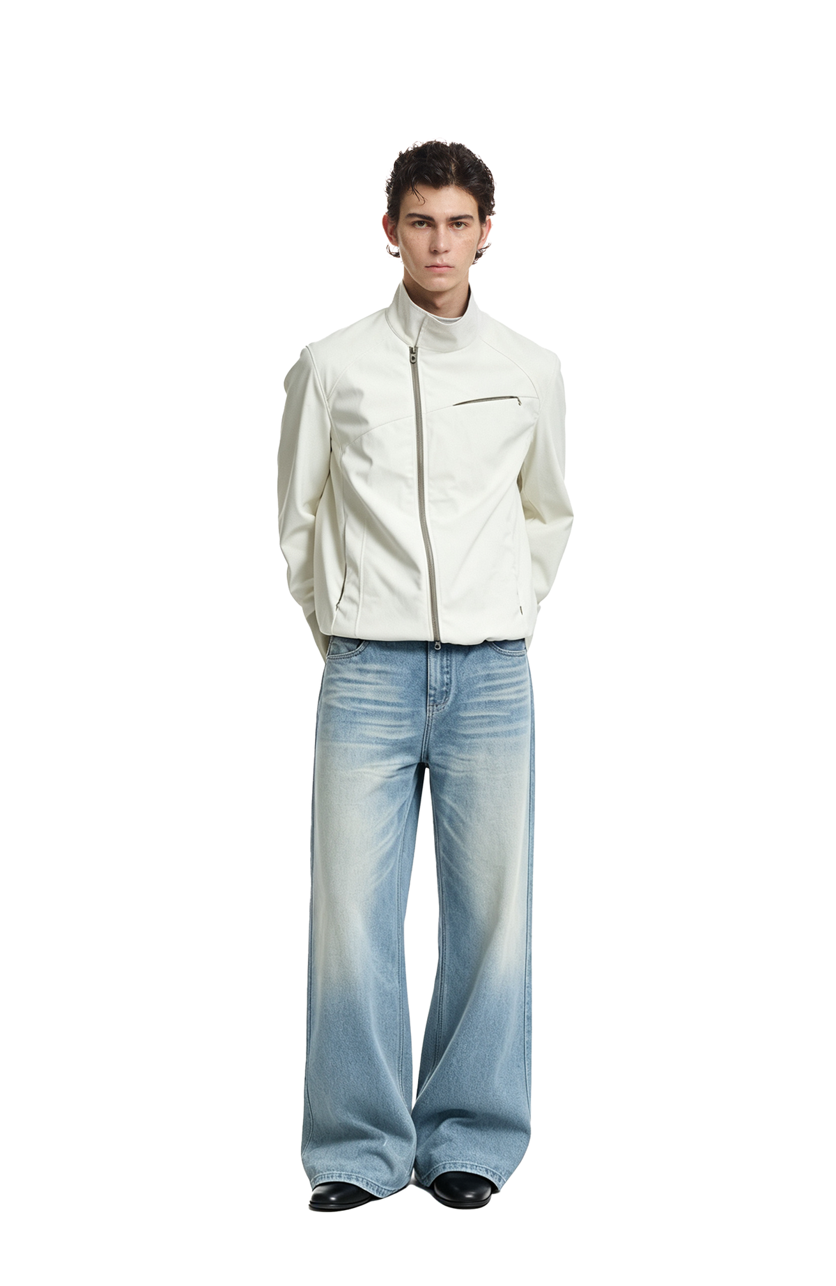 KREATE Whisker-Crease Flared Jeans