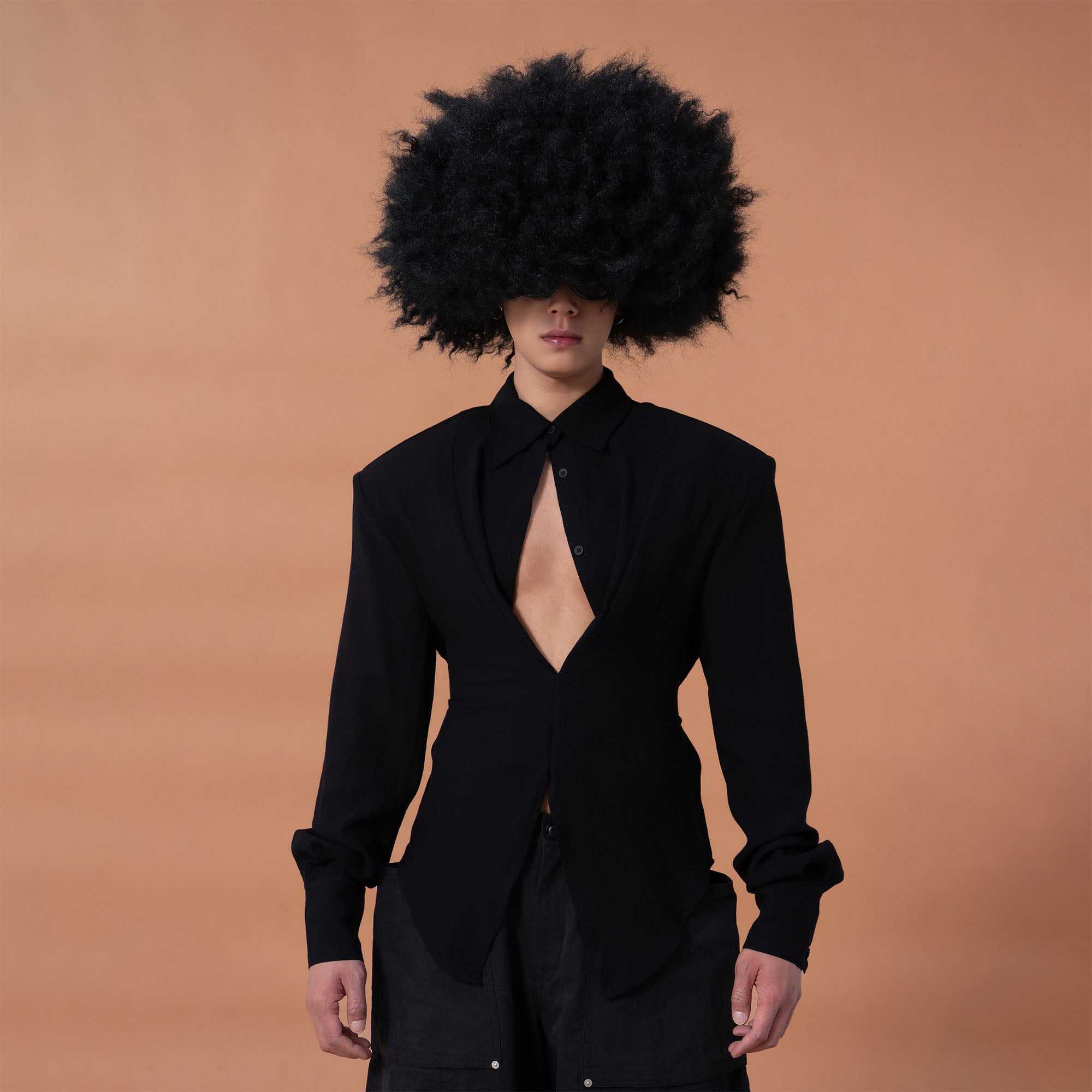 CLP Padded-Shoulder Tie-Waist Shirt, premium urban and streetwear designers apparel on PROJECTISR.com, CLP