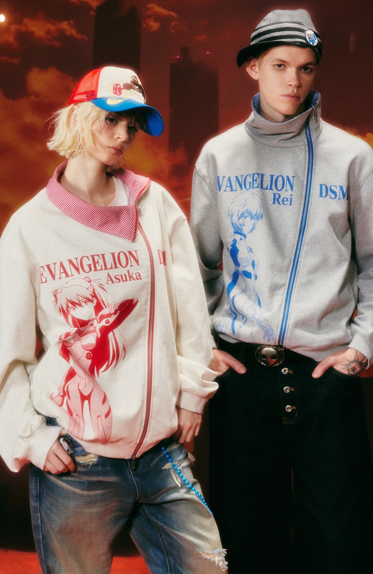 DONSMOKE x EVA Graphic Asymmetrical Zip-Up Hoodie