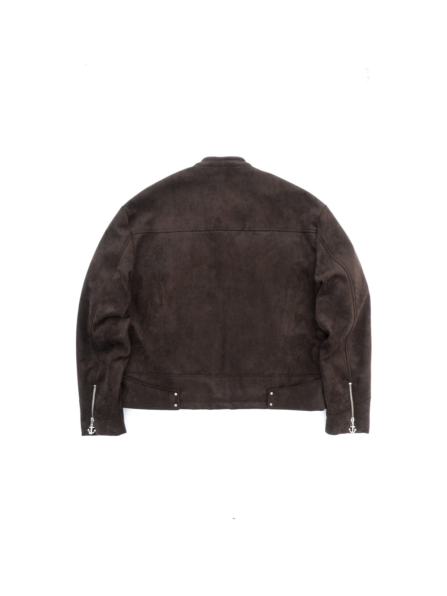 IN EXISTENCE Paneled Faux Suede Rivet Biker Jacket