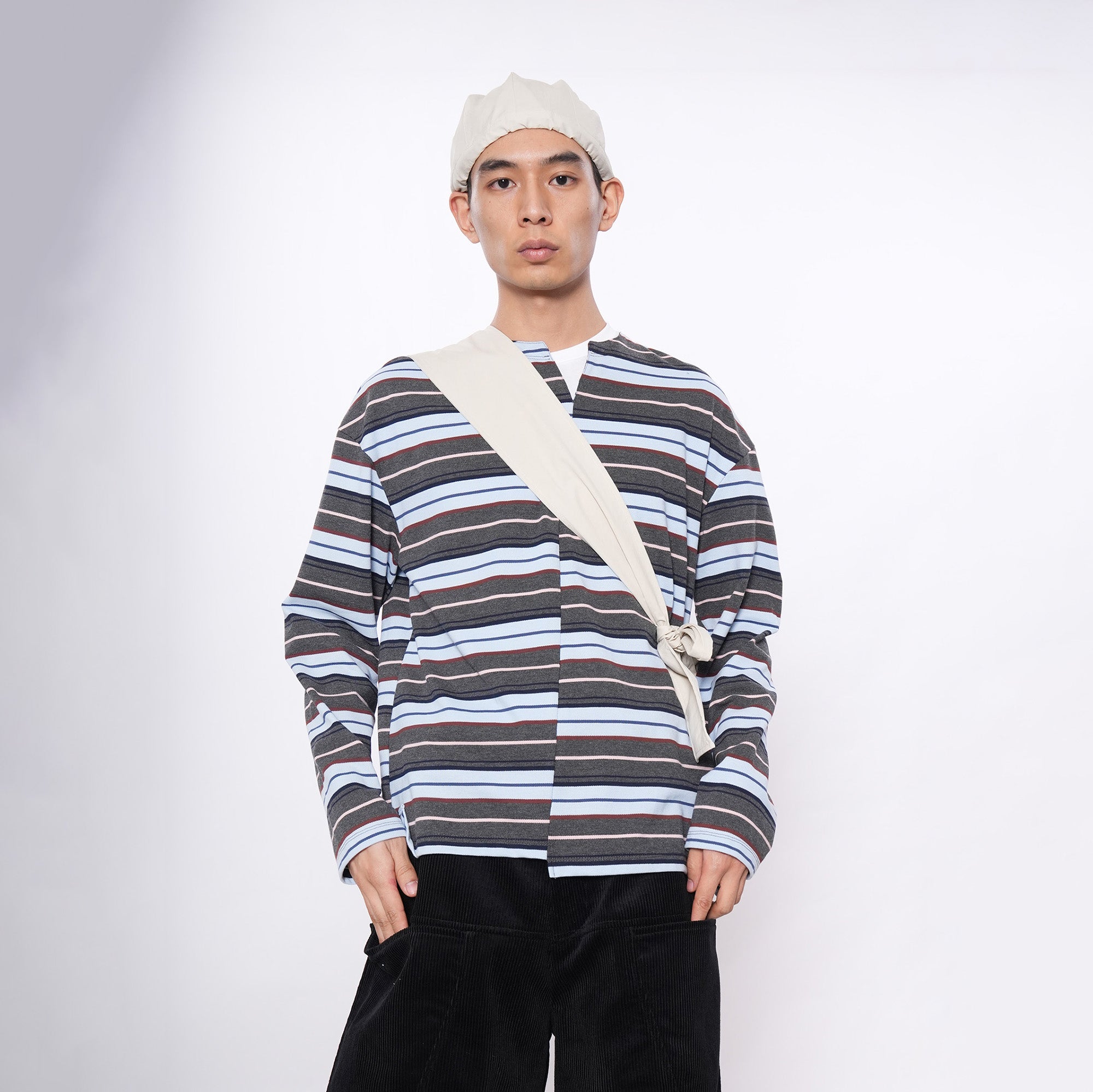 7440 37 1 Asymmetrical Stripe Panel Long Sleeve, premium urban and streetwear designers apparel on PROJECTISR.com, 7440 37 1