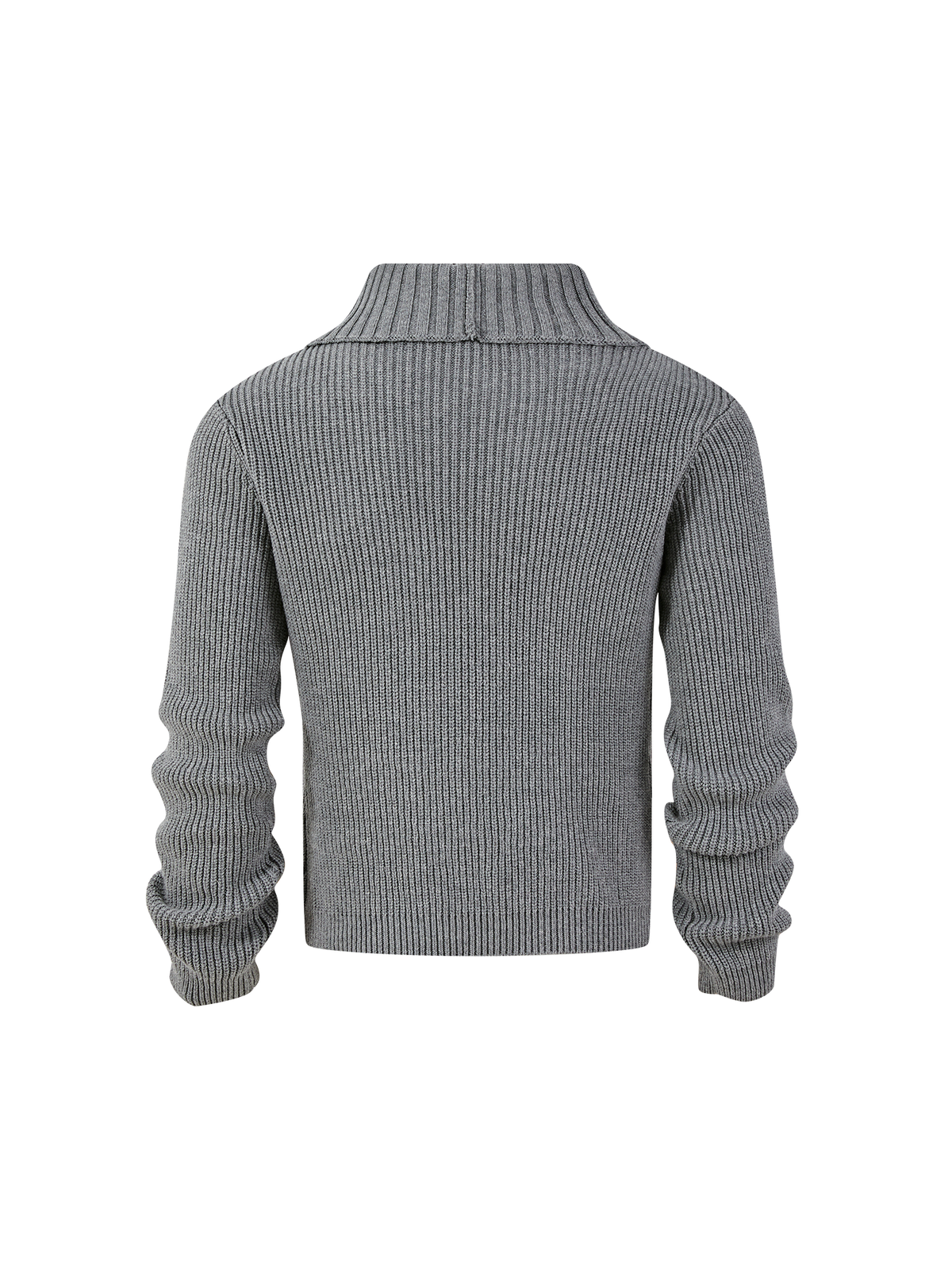 KREATE Asymmetrical Collar Ribbed Open-Front Sweater