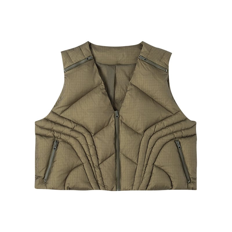 ENSHADOWER Deconstructed Armour Spliced Puffer Vest, premium urban and streetwear designers apparel on PROJECTISR.com, ENSHADOWER