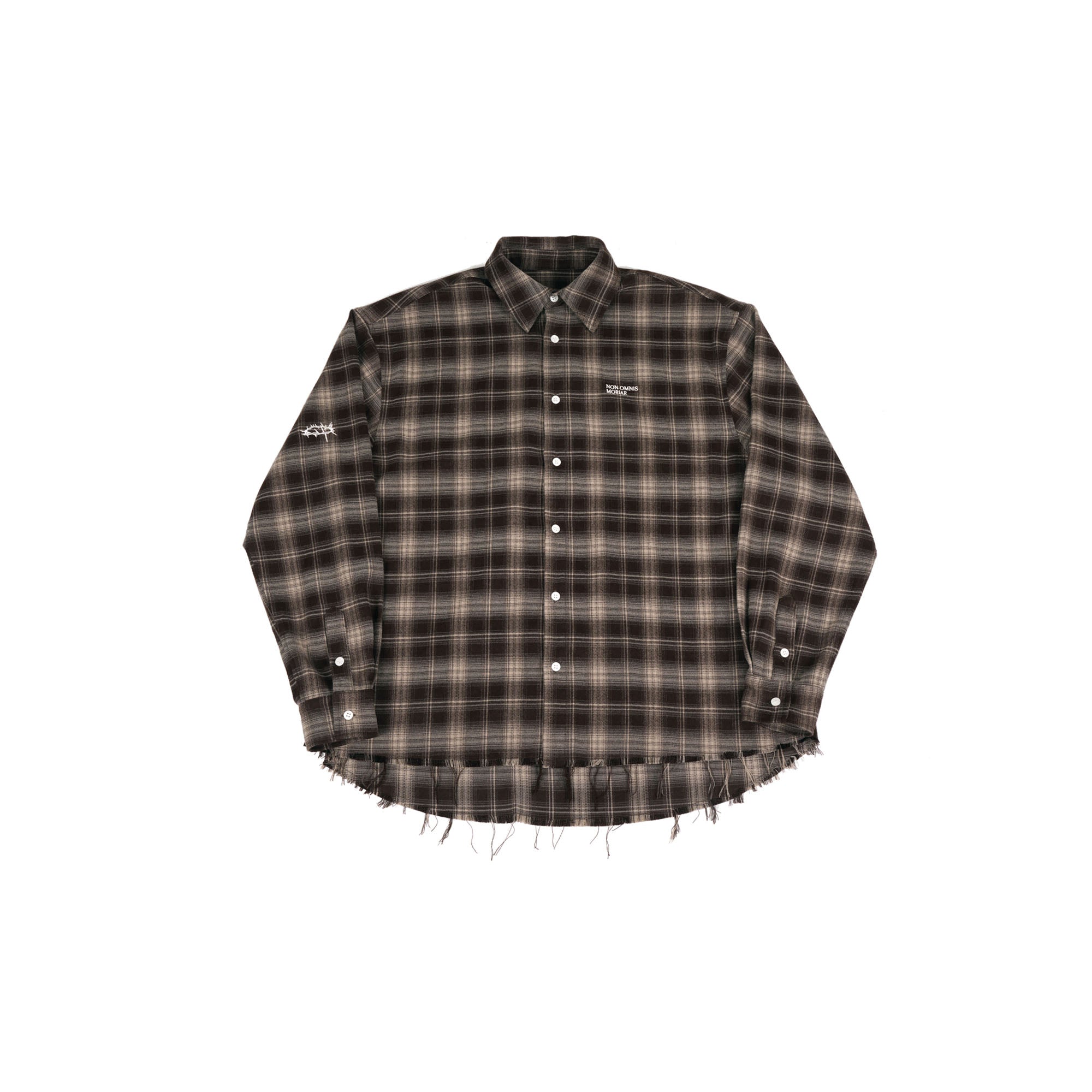 UNDERWATER Plaid Raw Edge Shirt Brown