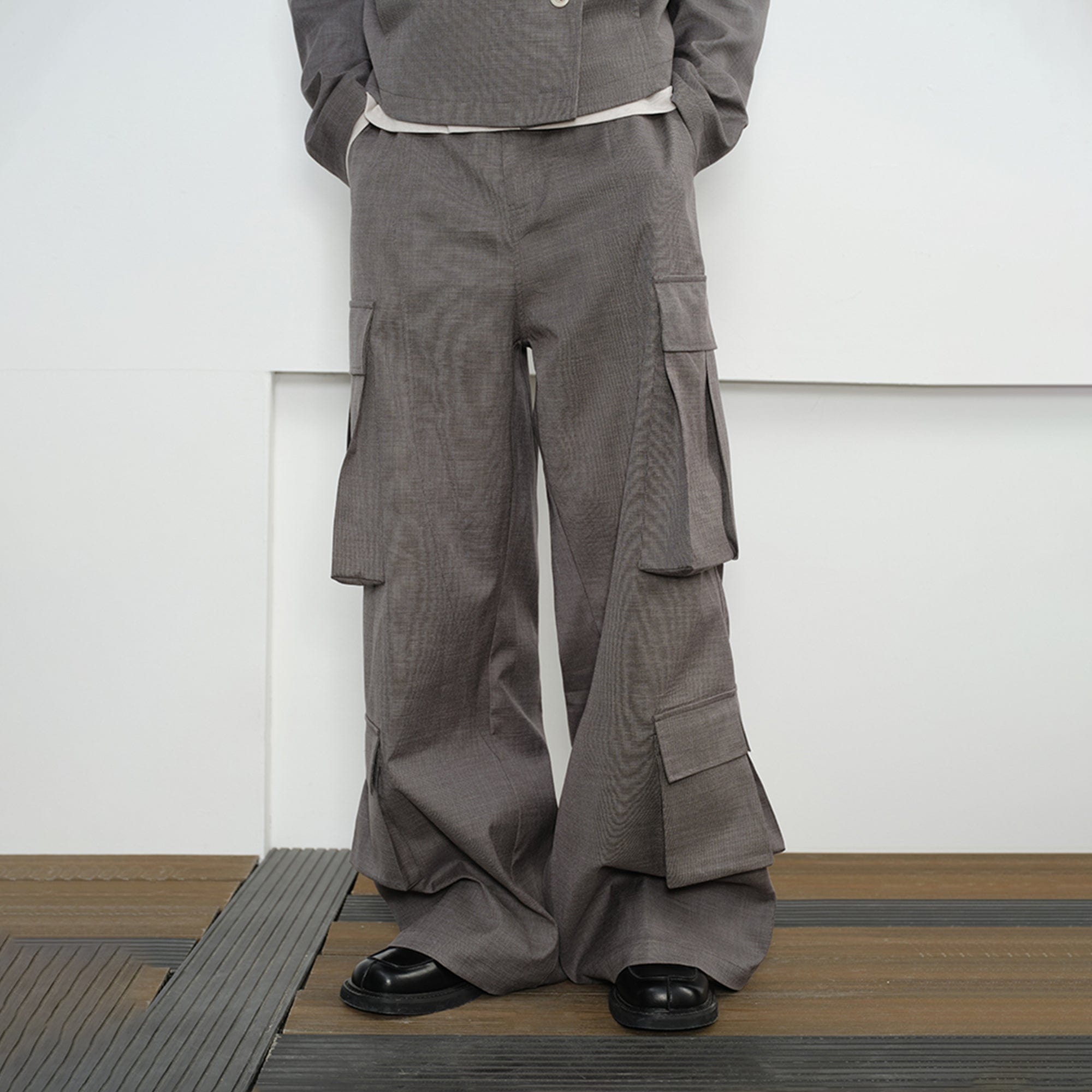 KREATE Multi-Pocket Wide-Leg Cargo Trousers