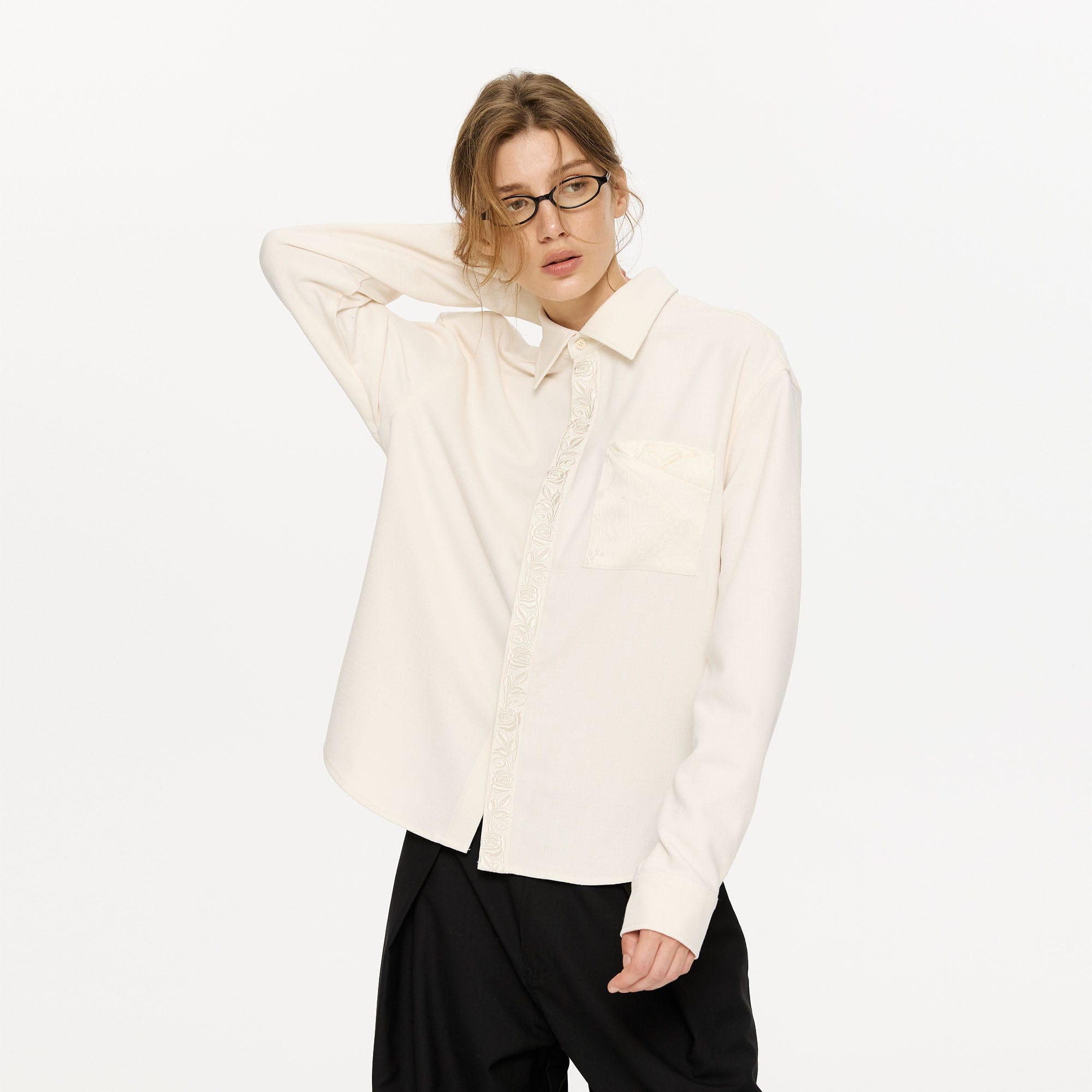 KREATE Floral Jacquard Trim Pocket Shirt, premium urban and streetwear designers apparel on PROJECTISR.com, KREATE