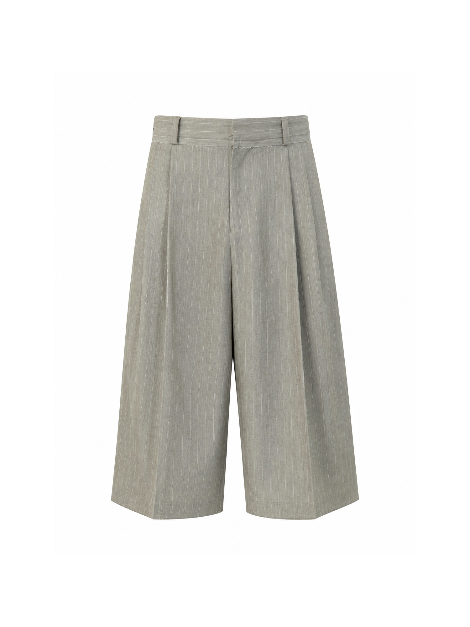 GRAINMUSTARD Classic High-Waist Pinstripe Pleated Cropped Shorts