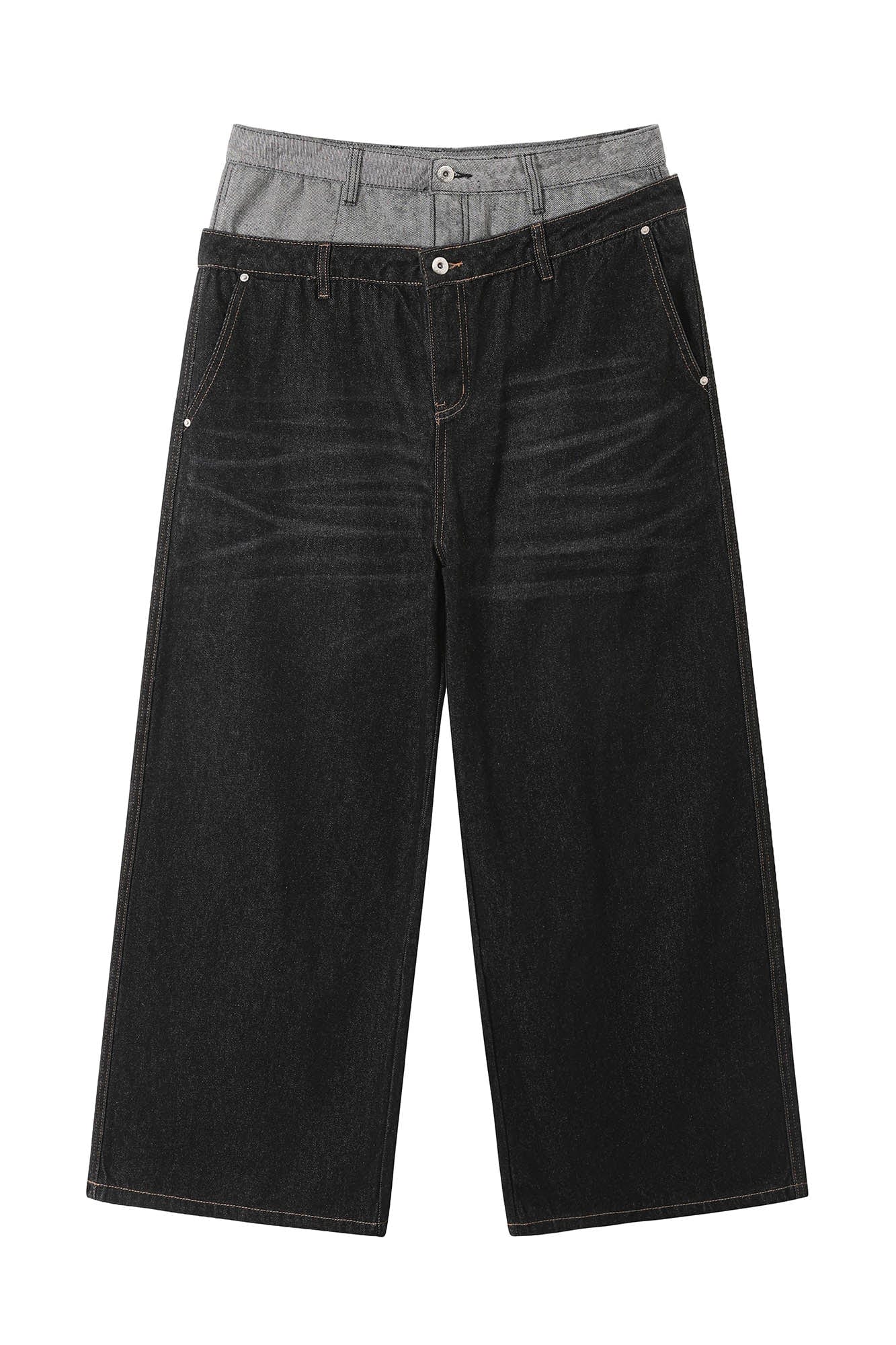 KREATE Washed Double-Waist Jeans