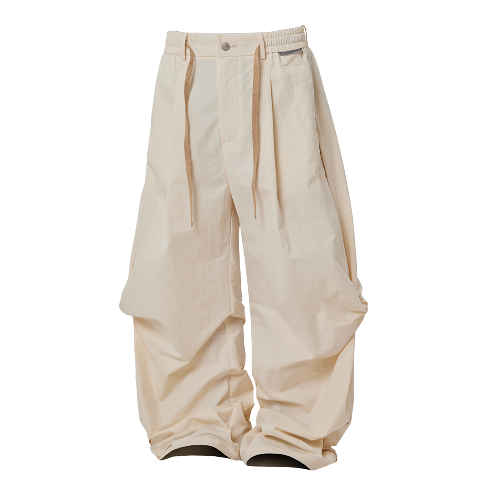 RELABEL Pleated Drawstring Cuff Parachute Pants Red / Apricot