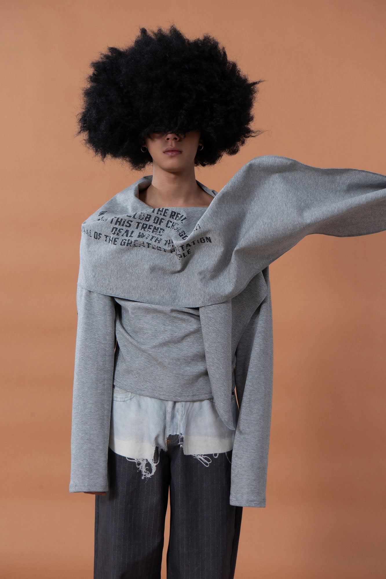 CLP Deconstructed Shawl-Overlay Sweatshirt, premium urban and streetwear designers apparel on PROJECTISR.com, CLP