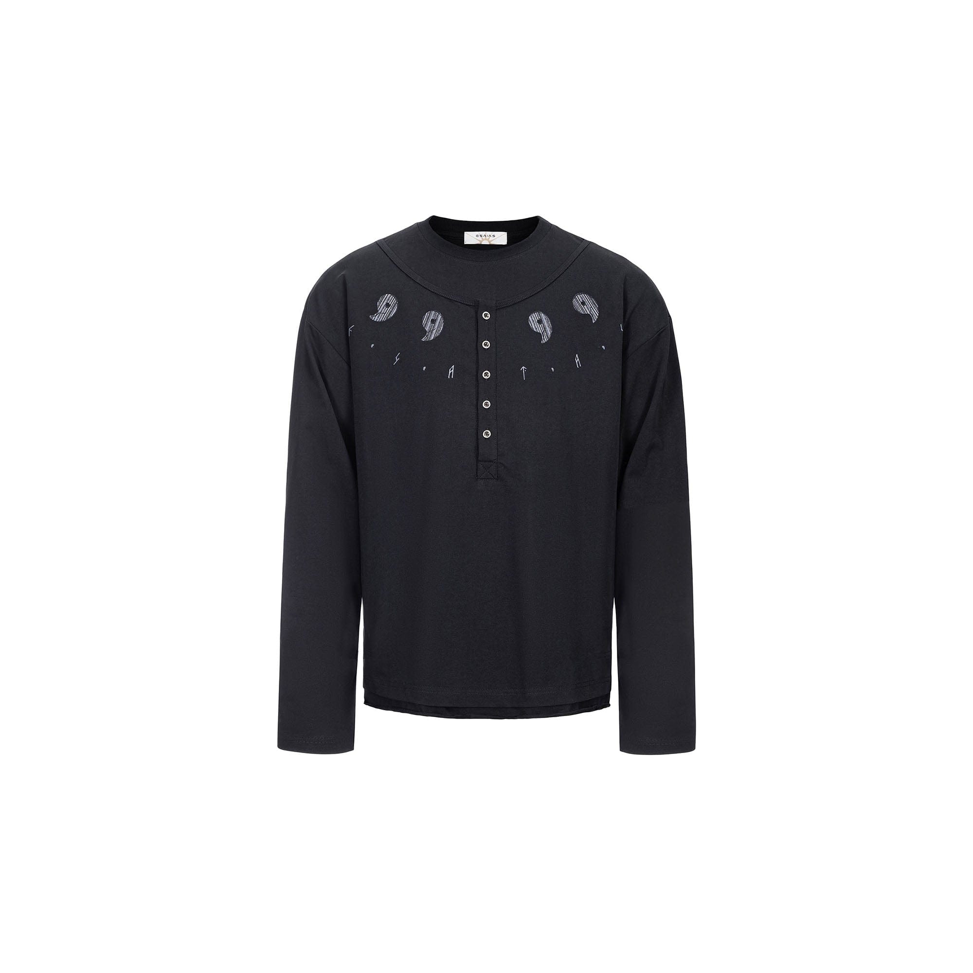 ESAIAS Graphic Faux Layer Henley Long-Sleeve Tee, premium urban and streetwear designers apparel on PROJECTISR.com, ESAIAS