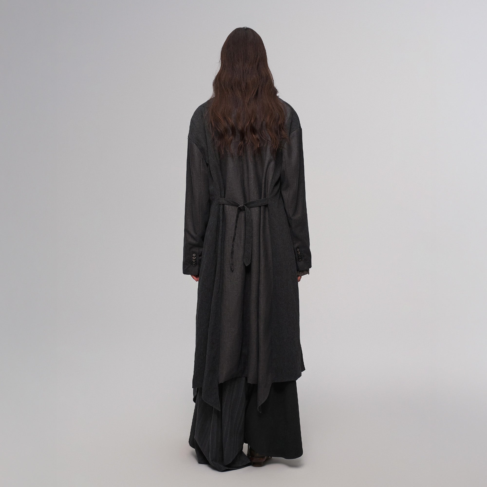 ILNya Nieternite Nifutur Asym Pinstriped Splice Long Coat