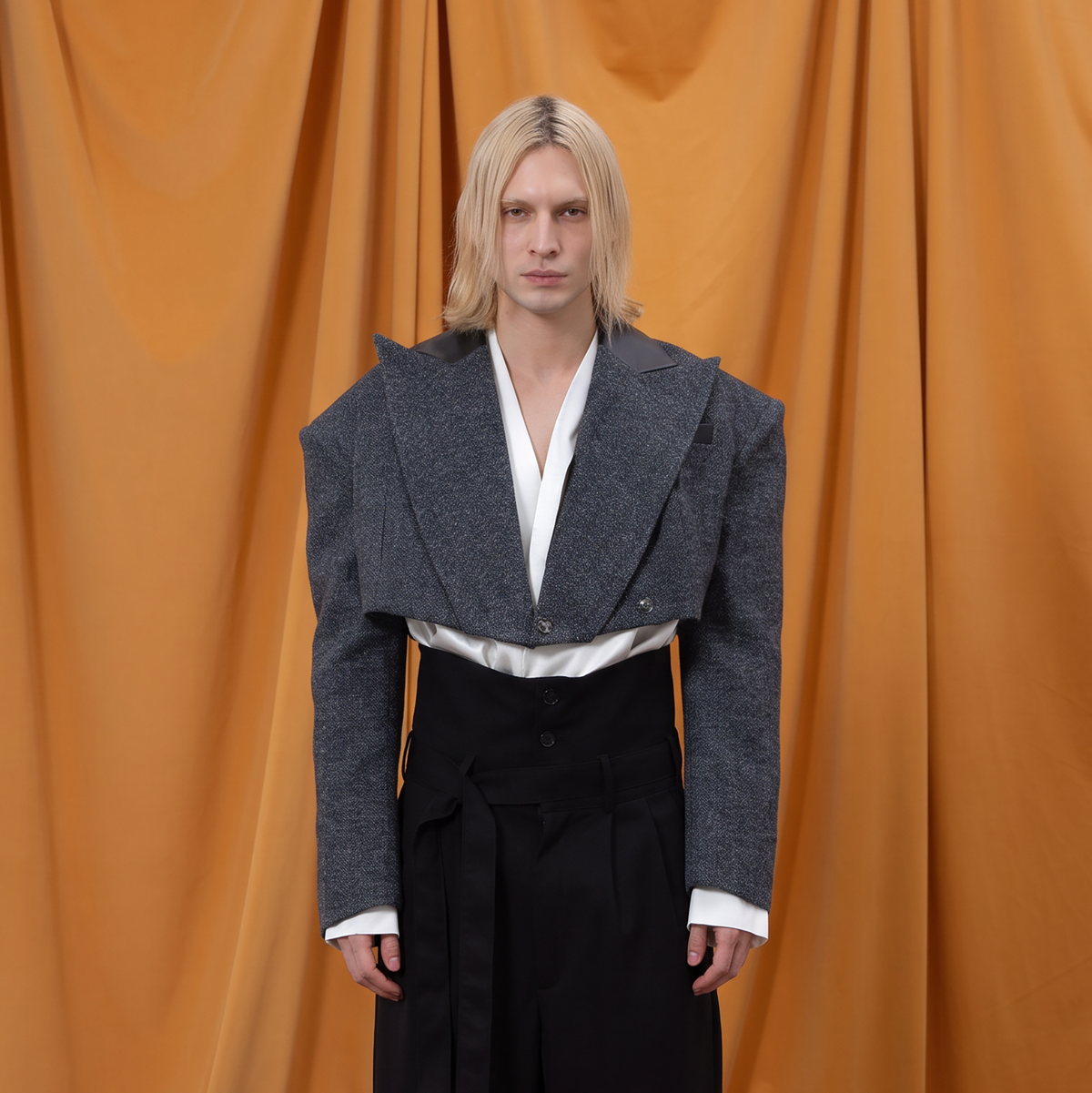 CLP Retro Wool-Blend Spliced Oversized Blazer