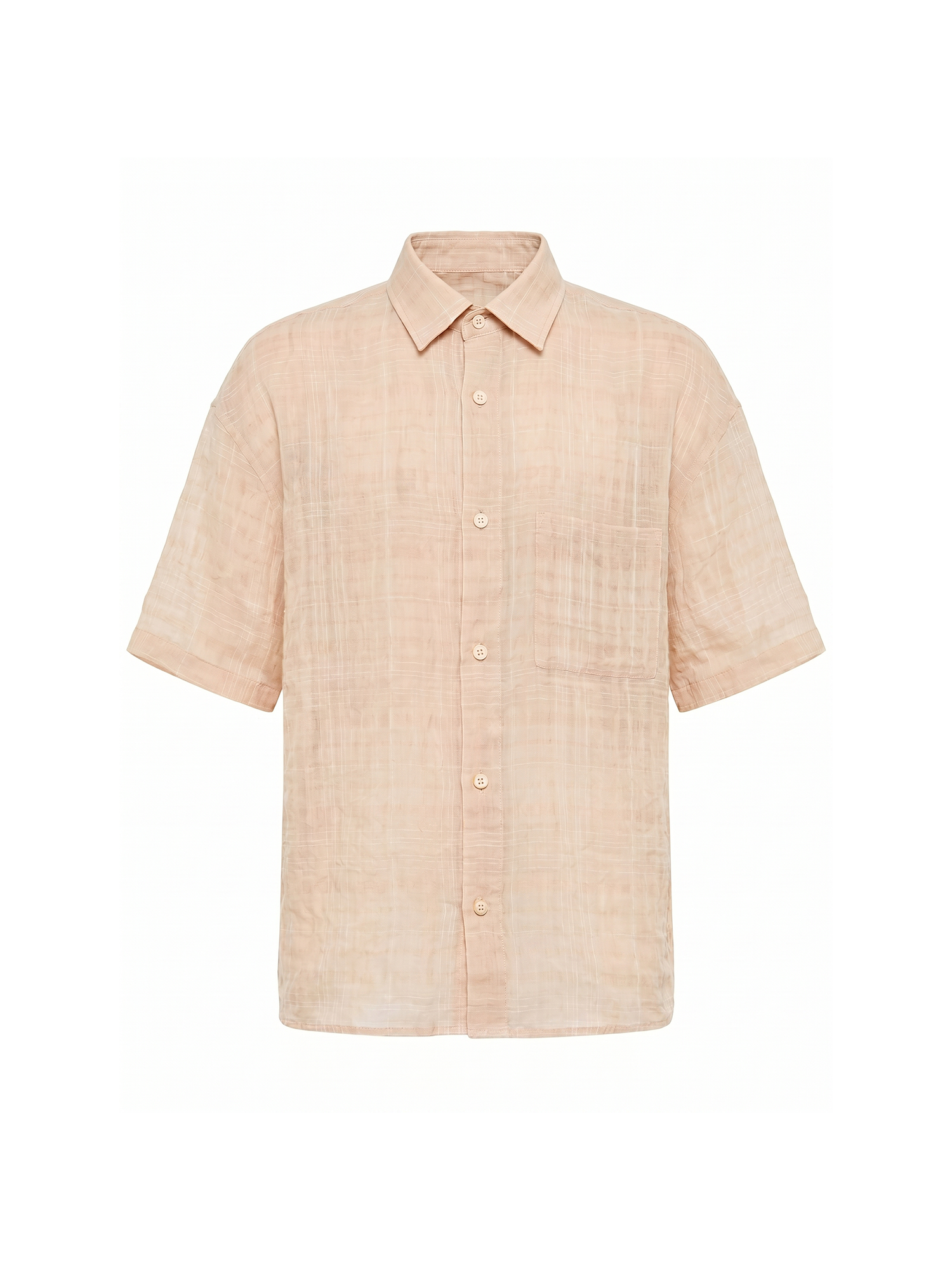 GRAINMUSTARD Linen-Cotton Plaid Half Shirt, premium urban and streetwear designers apparel on PROJECTISR.com, GRAINMUSTARD