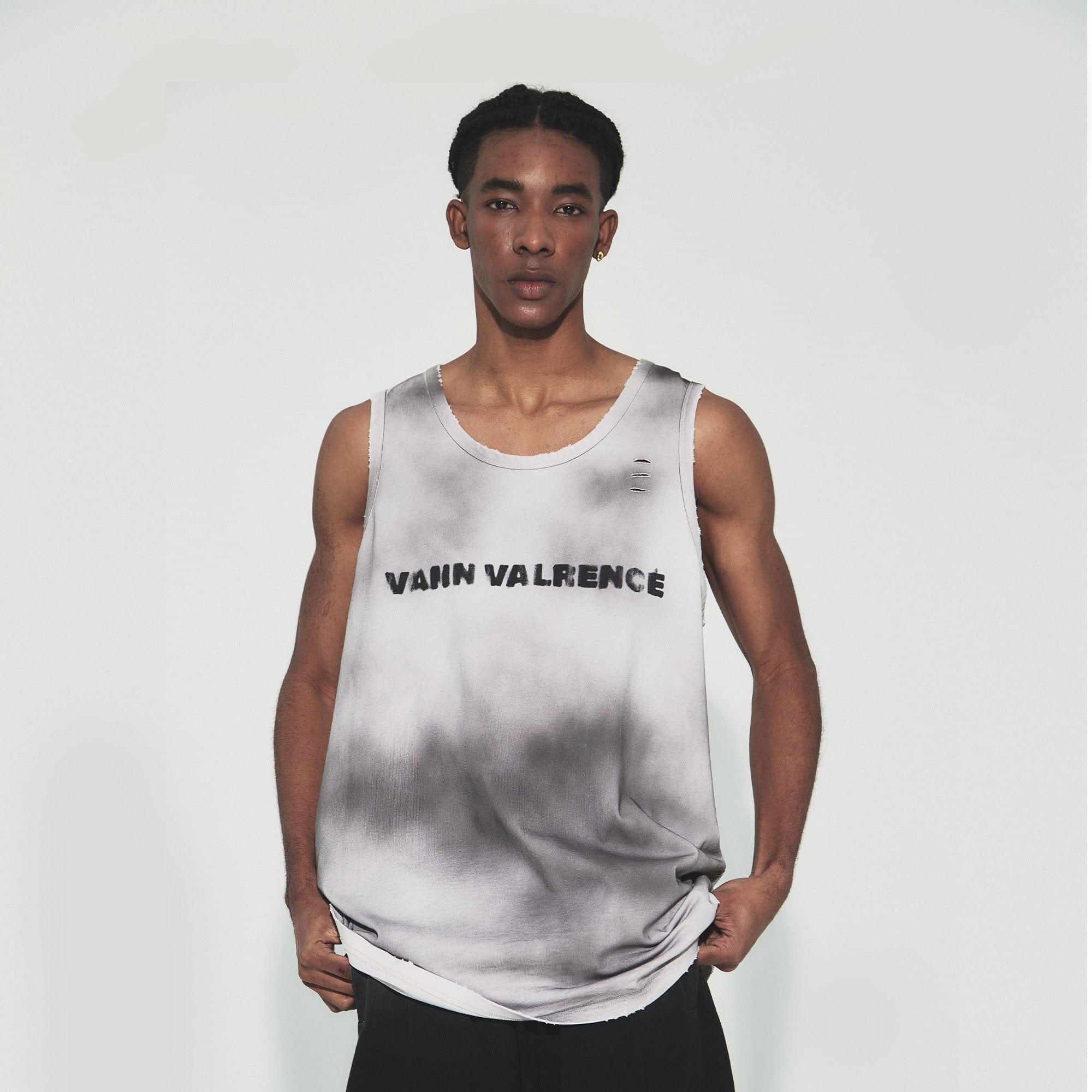 VANN VALRENCE Tie-Dye Distressed LOGO Sleeveless T-Shirt, premium urban and streetwear designers apparel on PROJECTISR.com, VANN VALRENCE