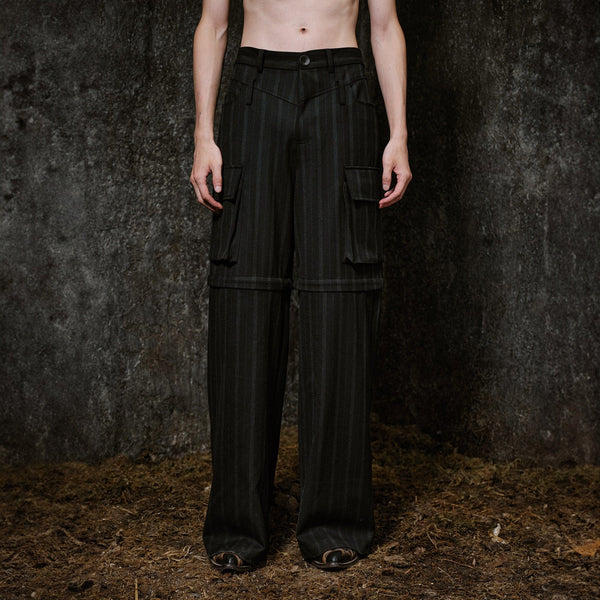 ILNya Nieternite Nifutur Multi-Pocket Stripe Detachable-Leg Pants