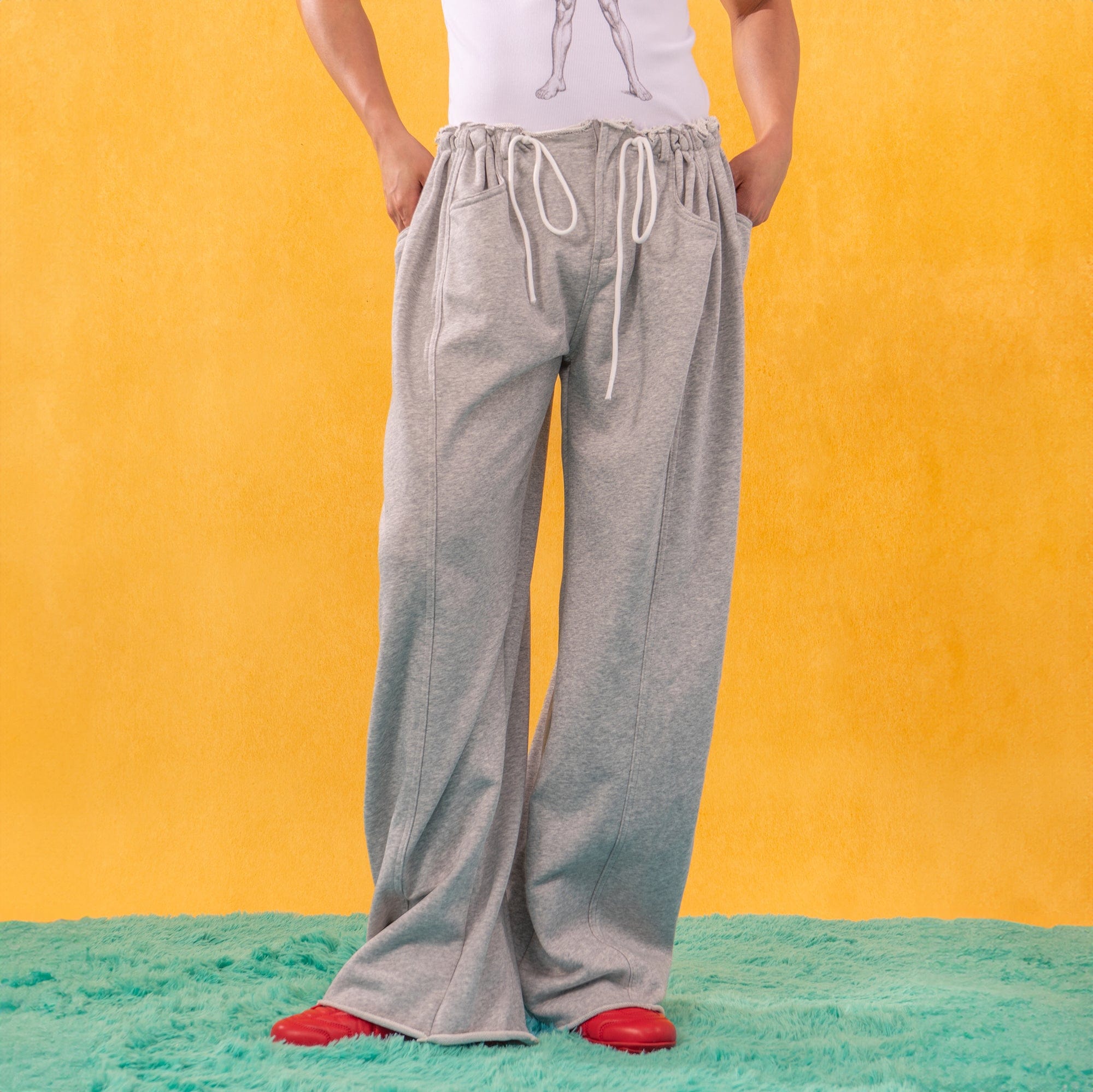 CLP Middle Spliced Ruched-Waist Sweatpants