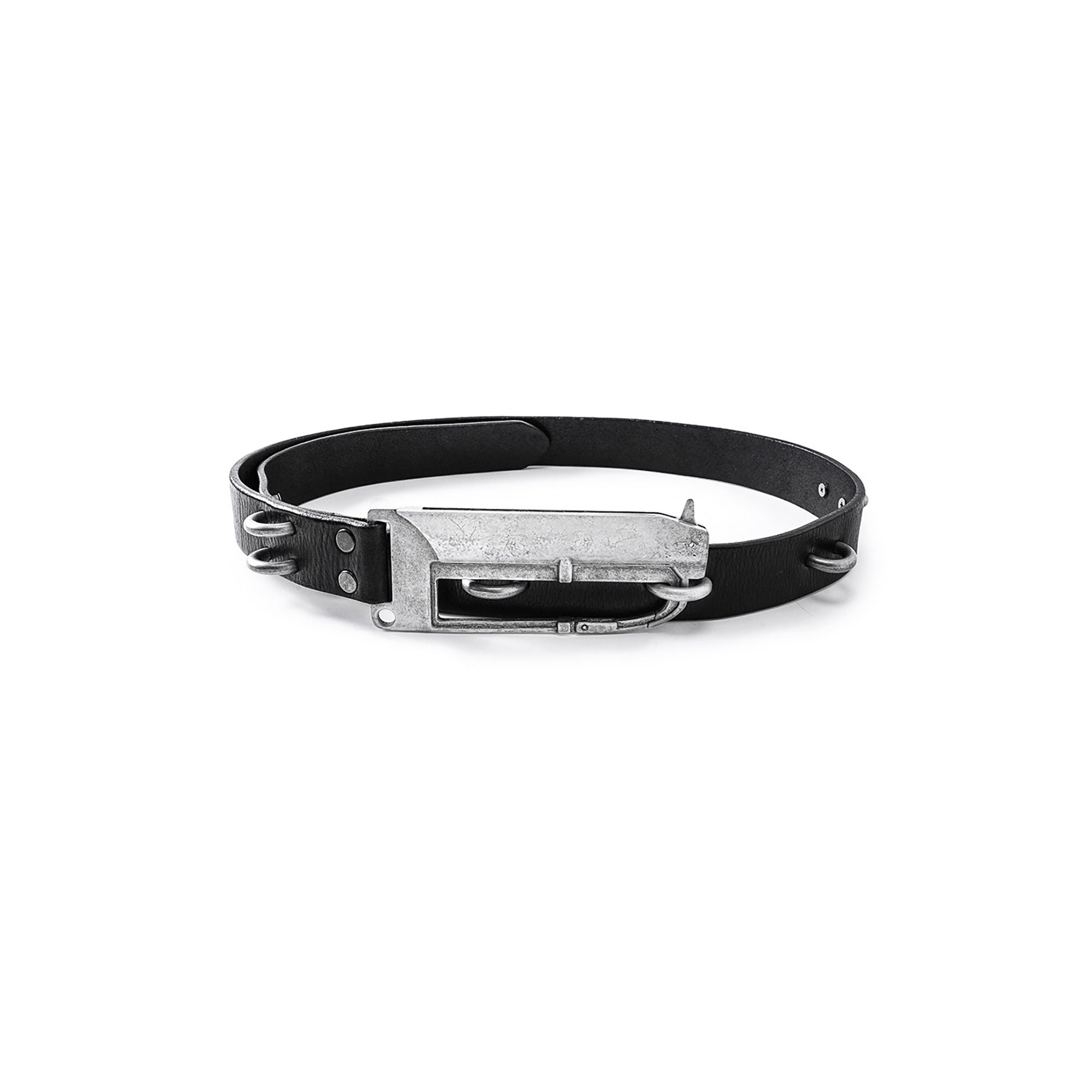 REBEL WAVE Military Buckle Leather Belt