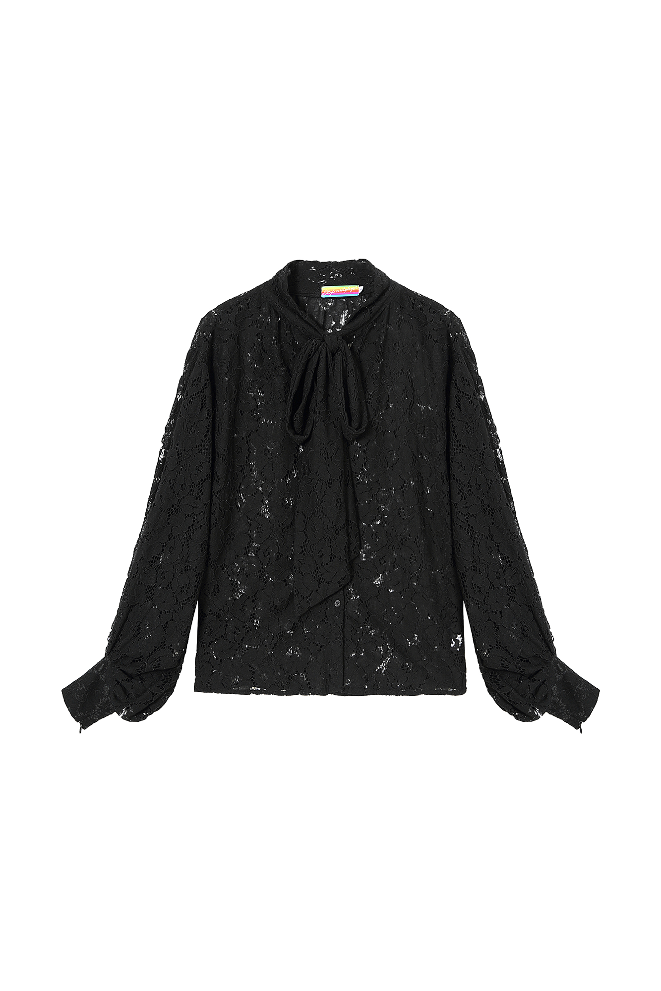 CLP Floral Lace Tie-Neck Shirt