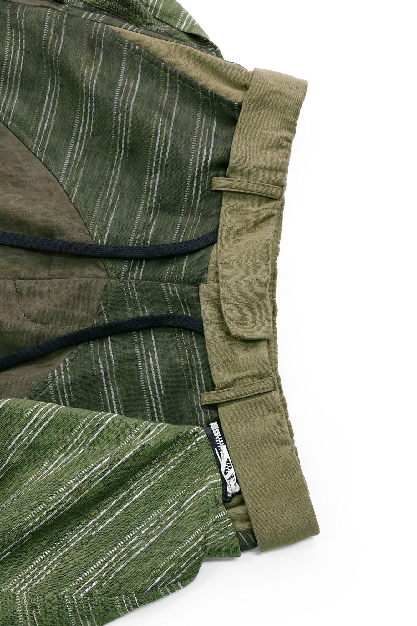 RELABEL Detachable Striped Drape Ruched Oversized Shorts Green, premium urban and streetwear designers apparel on PROJECTISR.com, RELABEL