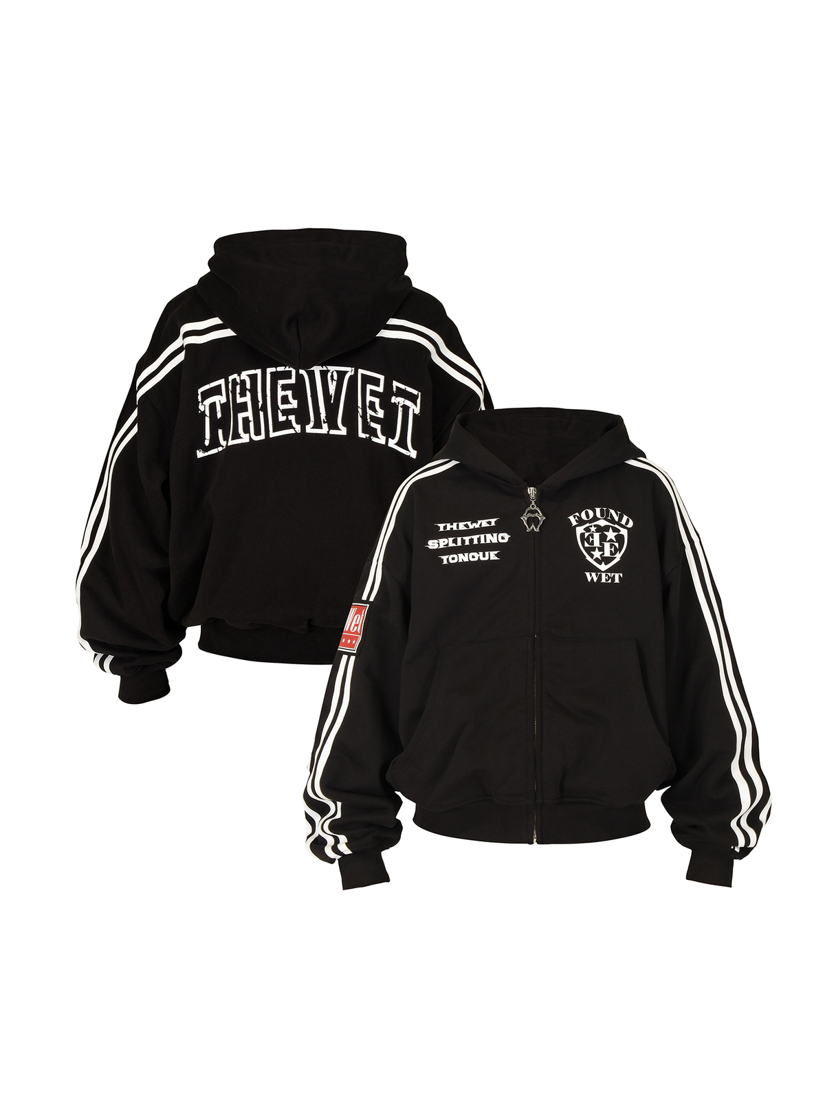 THEWET Graphic Striped Zip-Up Hooded Jacket