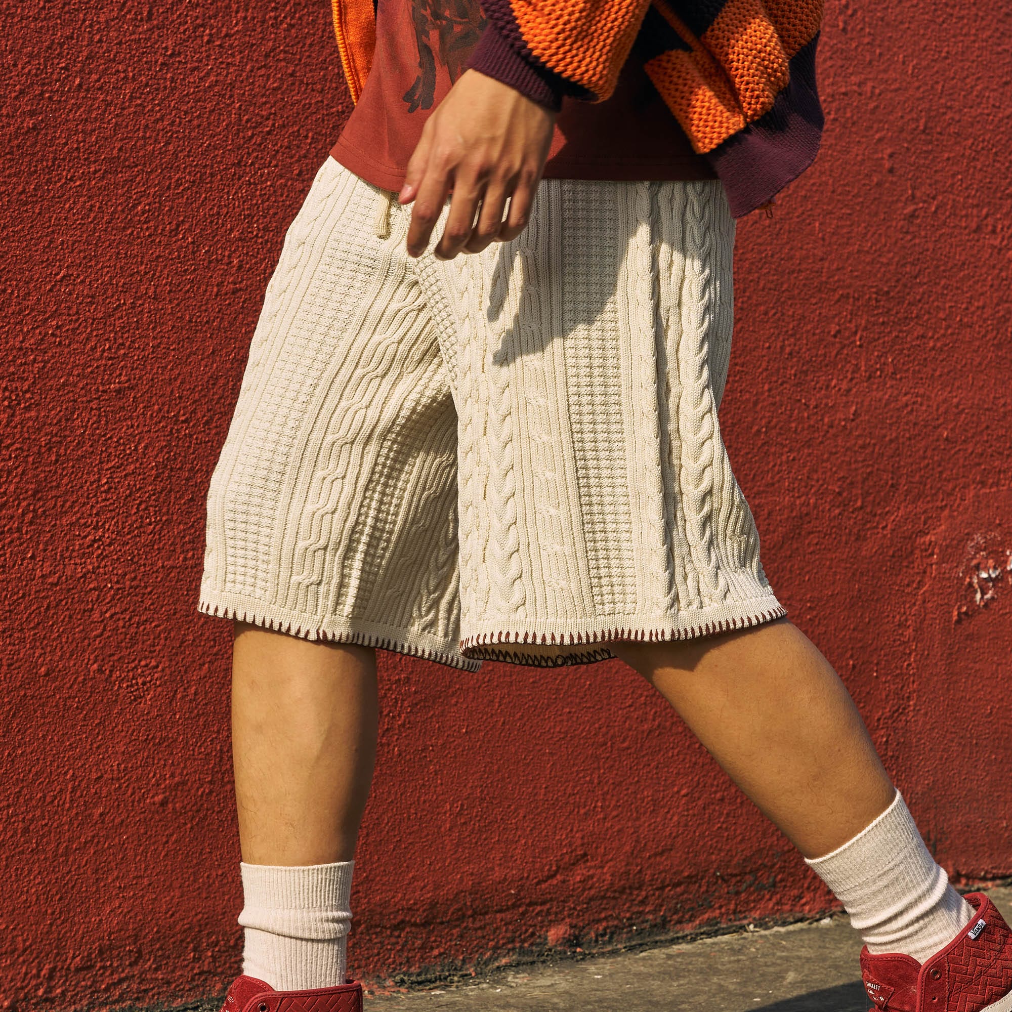 OSCILL Cable Knit Drawstring Shorts