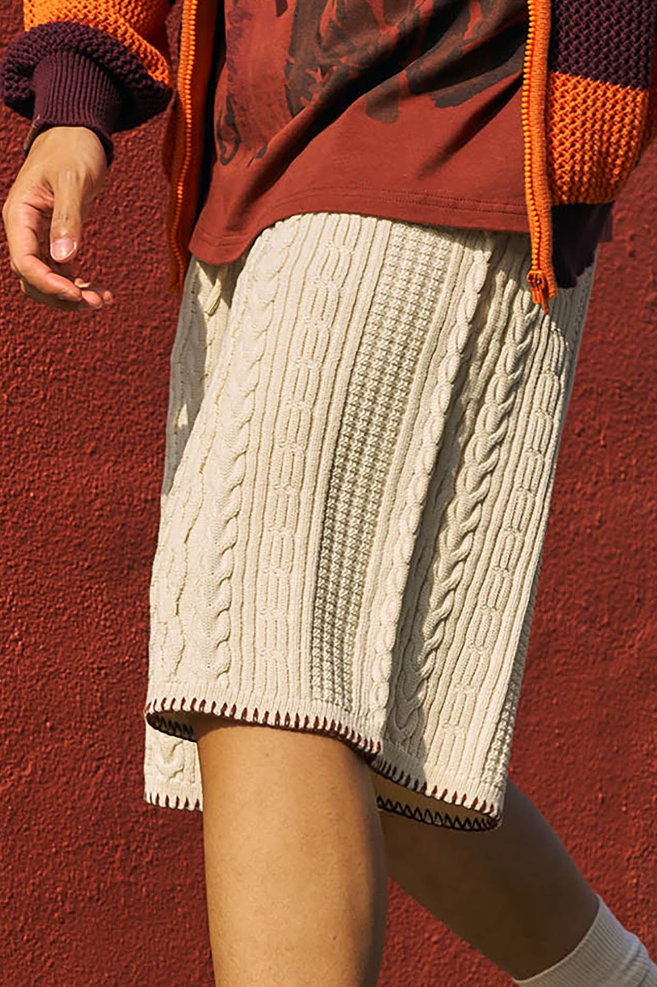 OSCILL Cable Knit Drawstring Shorts