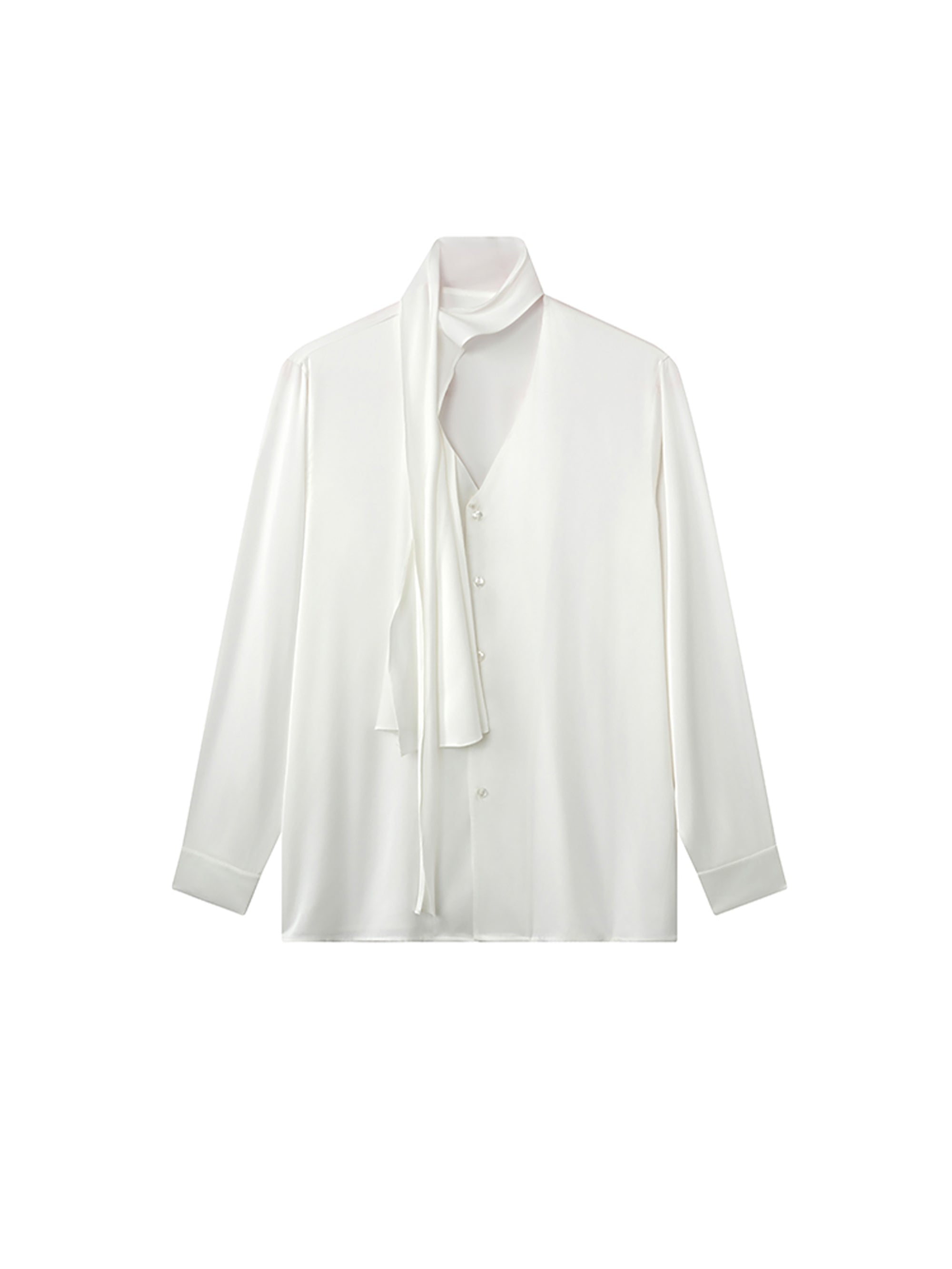 JIECHI Draped Satin Scarf-Collar Shirt, premium urban and streetwear designers apparel on PROJECTISR.com, JIECHI