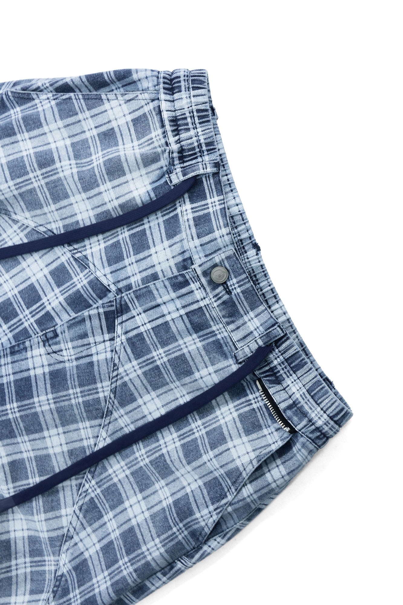 RELABEL Washed Plaid Paneled Oversized Jeans, premium urban and streetwear designers apparel on PROJECTISR.com, RELABEL
