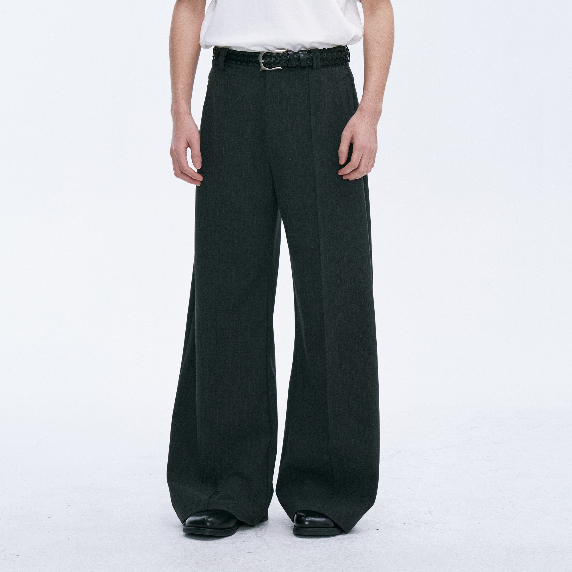 CATSSTAC Classic Pinstripe Wide-Leg Pants, premium urban and streetwear designers apparel on PROJECTISR.com, CATSSTAC