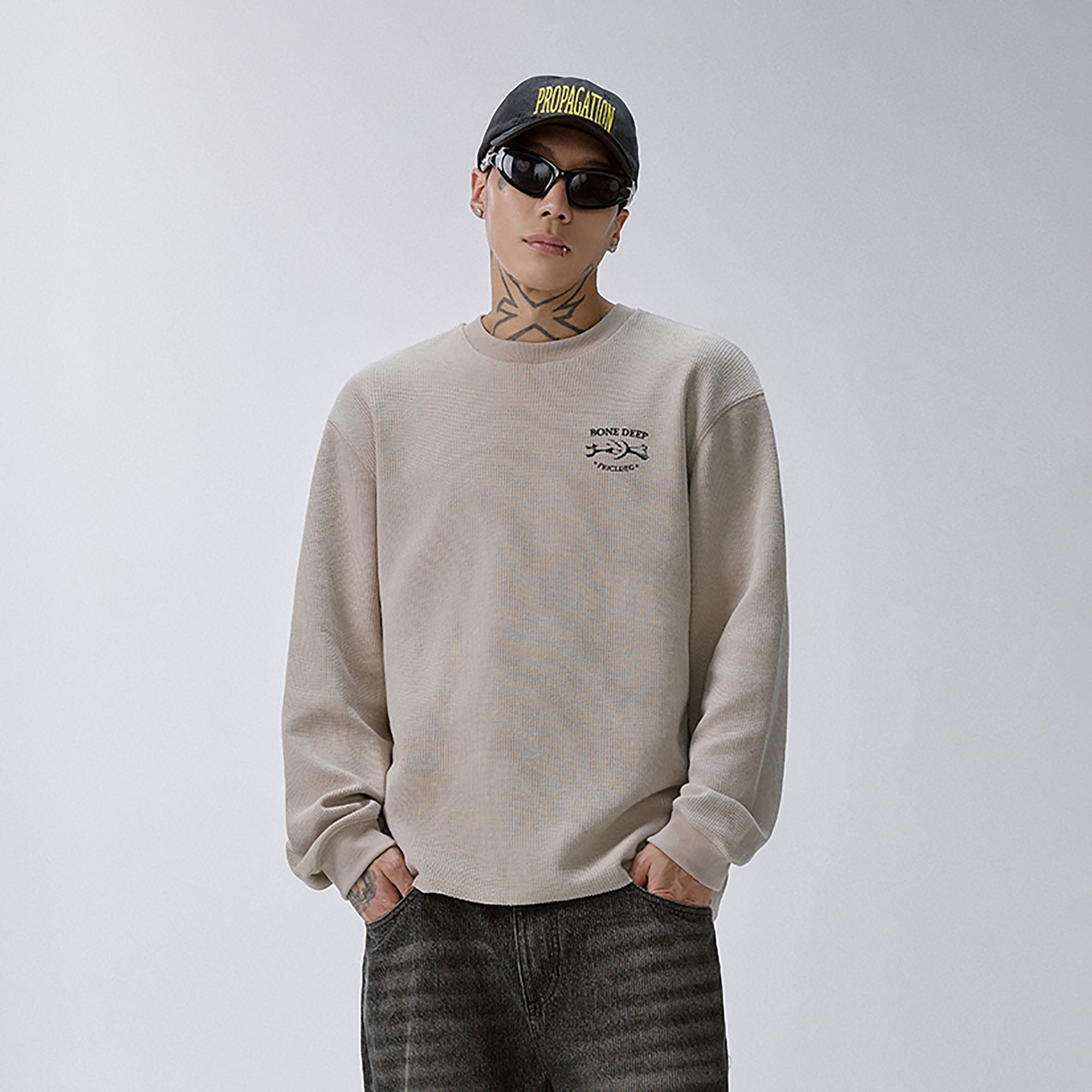F2CE Skeleton Graphic Waffle Sweatshirt