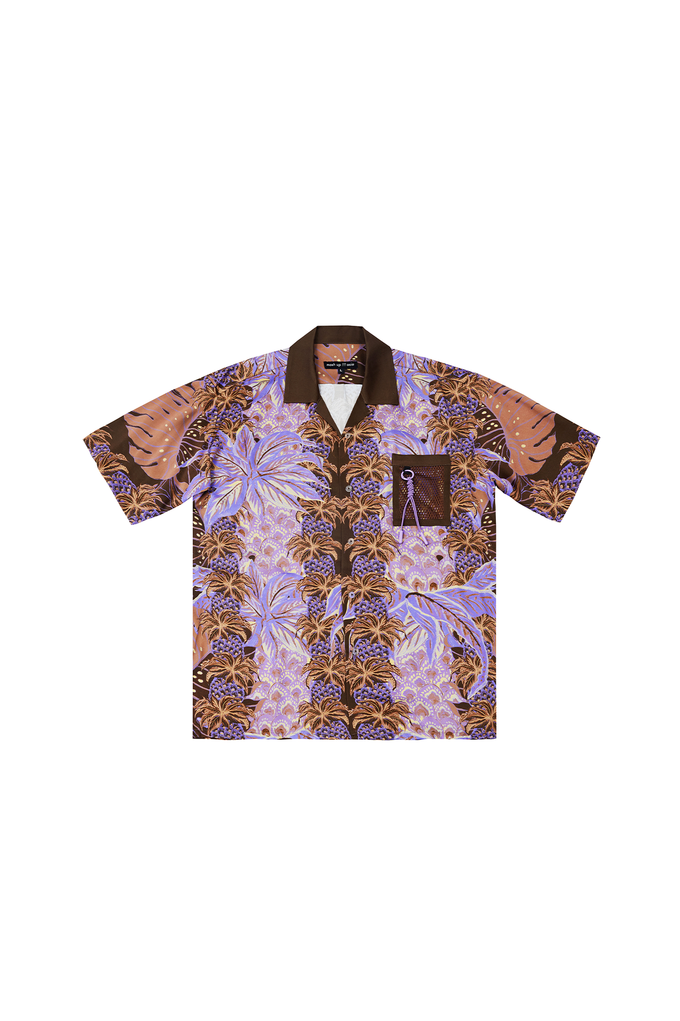 MASH UP ASIA Hawaiian Pineapple Graphic Half Shirt Purple, premium urban and streetwear designers apparel on PROJECTISR.com, MASH UP ASIA