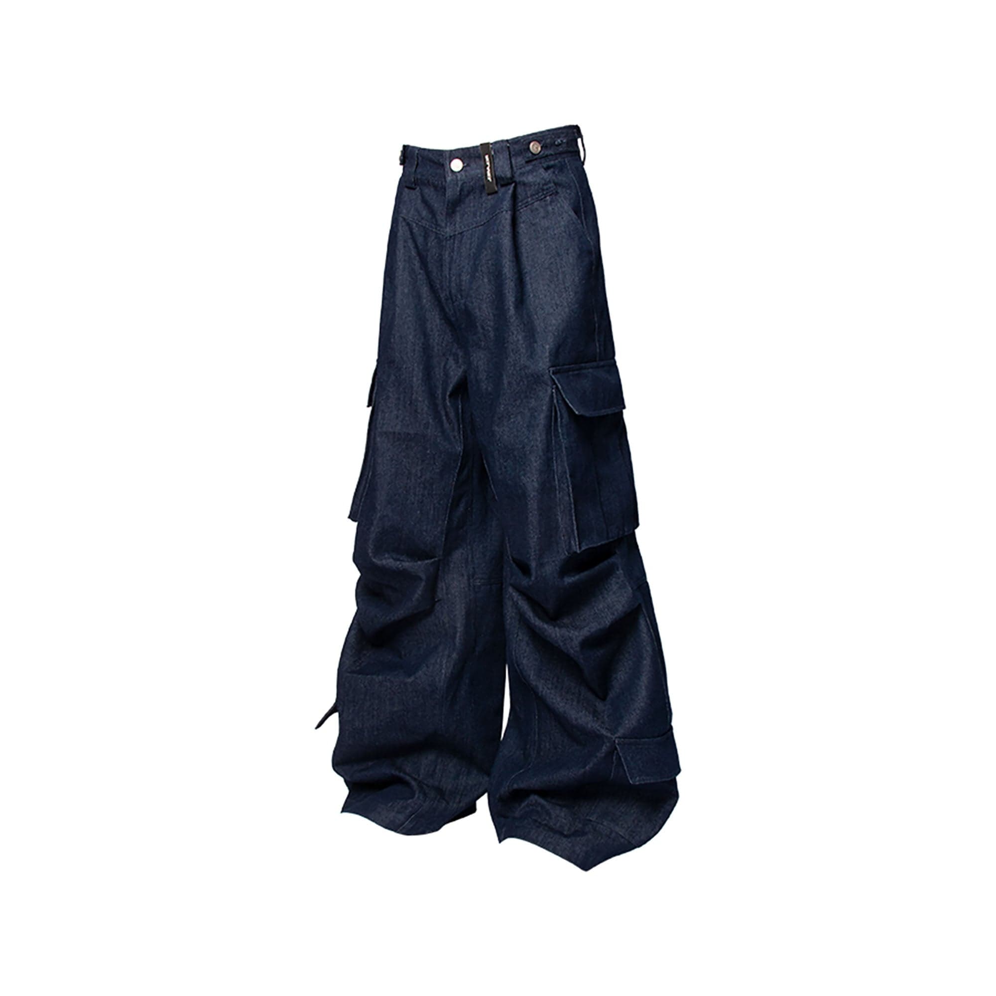 RELABEL Washed Crinkled Strap Wide-Leg Jeans, premium urban and streetwear designers apparel on PROJECTISR.com, RELABEL