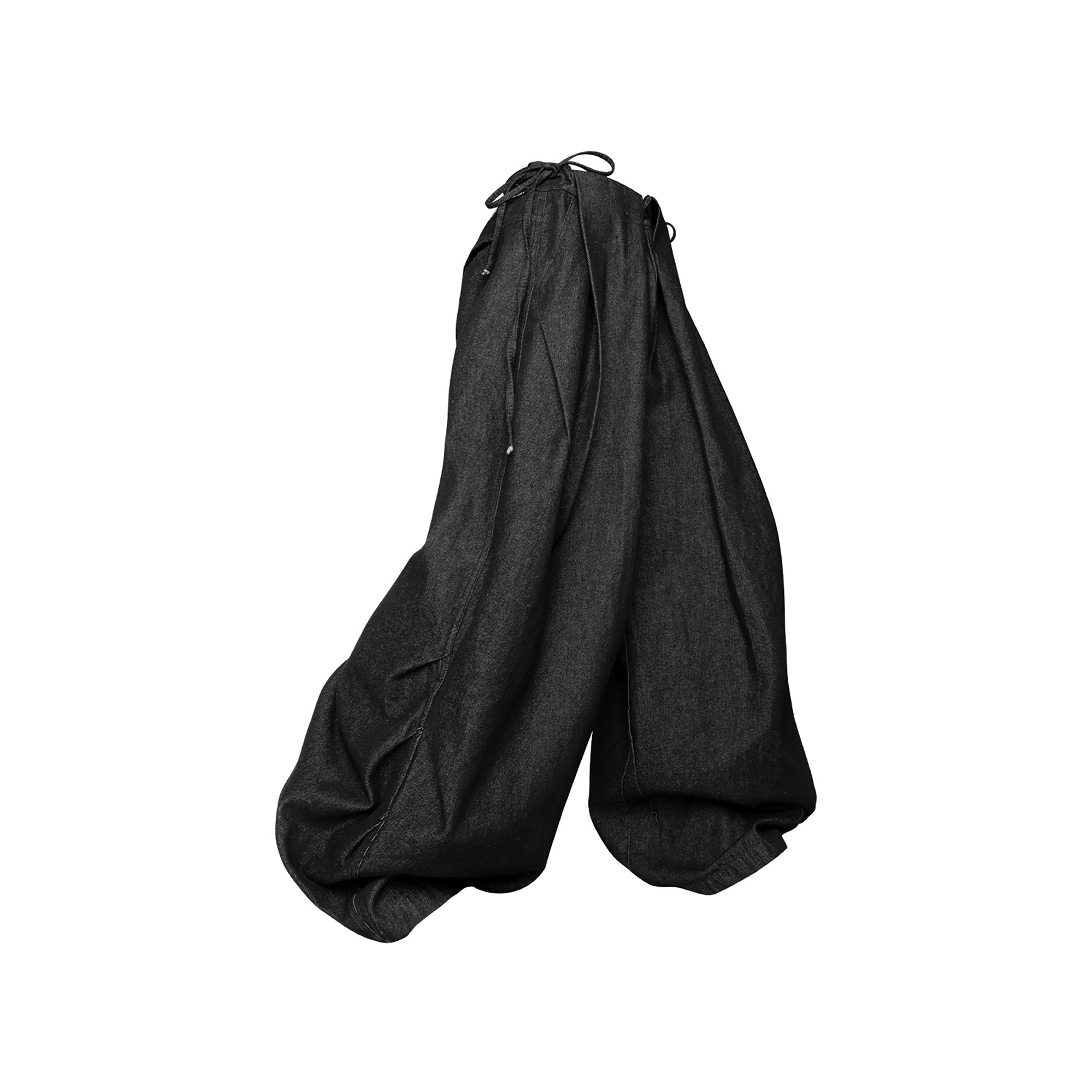 RELABEL Drawstring Pleated Oversized Raw Jeans