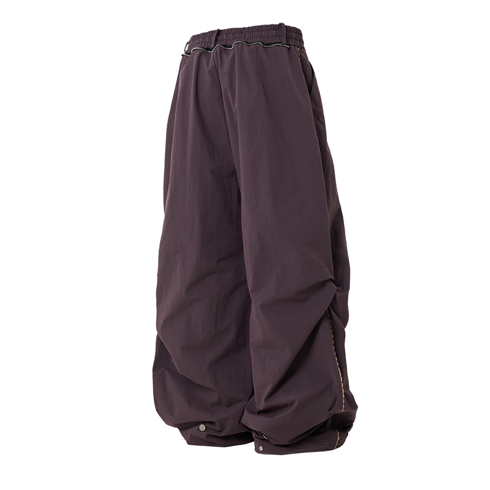 RELABEL Pleated Drawstring Cuff Parachute Pants Navy / Purple