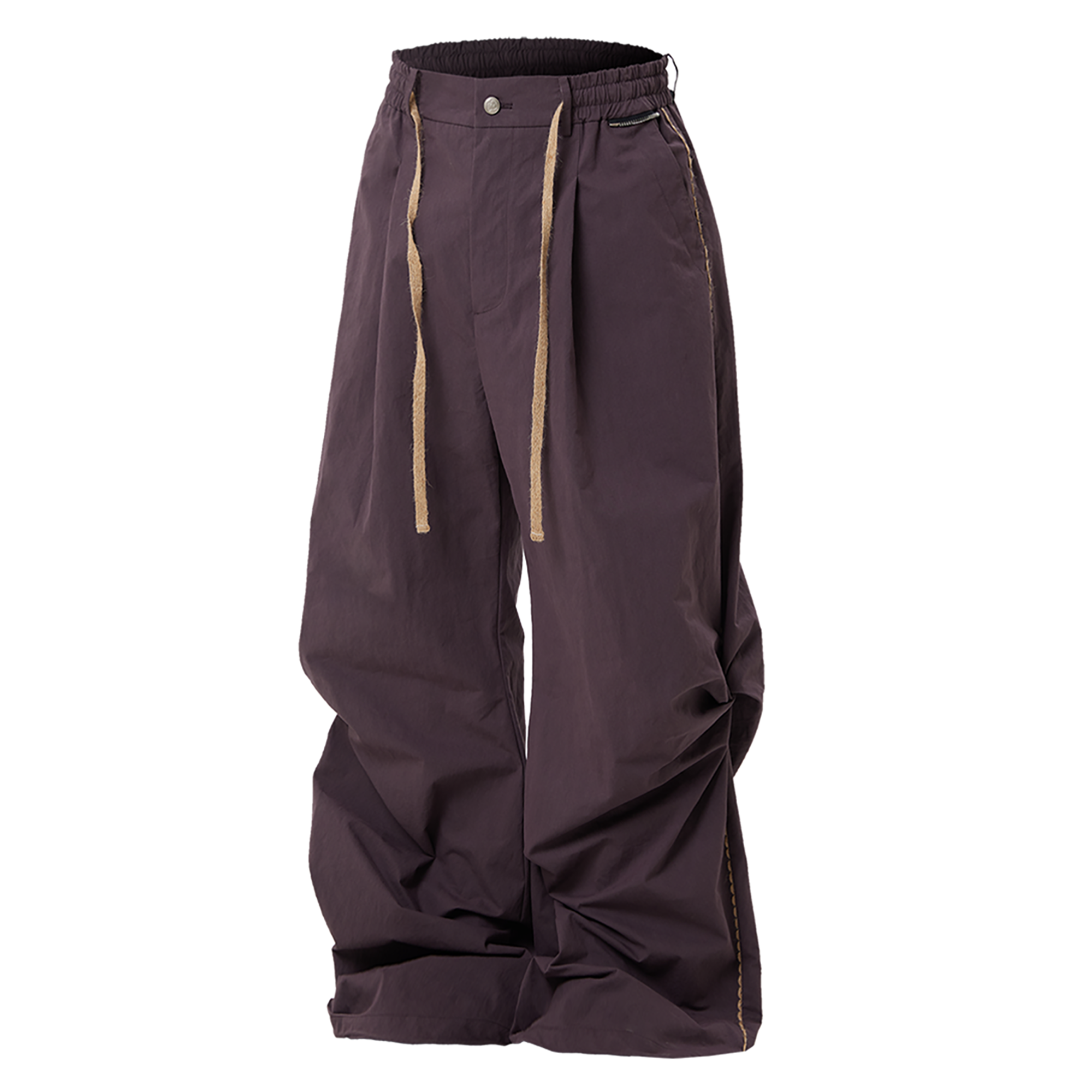 RELABEL Pleated Drawstring Cuff Parachute Pants Navy / Purple
