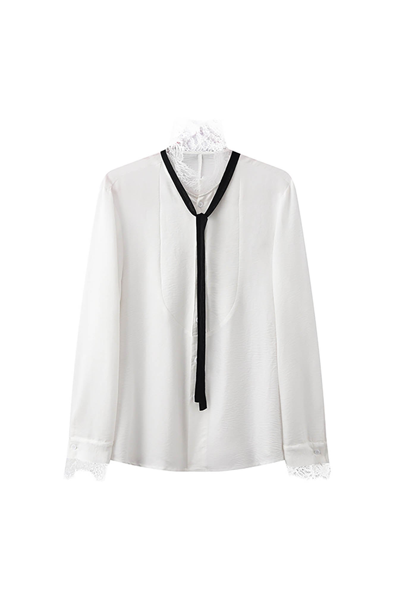 JIECHI Lace Tie Shirt