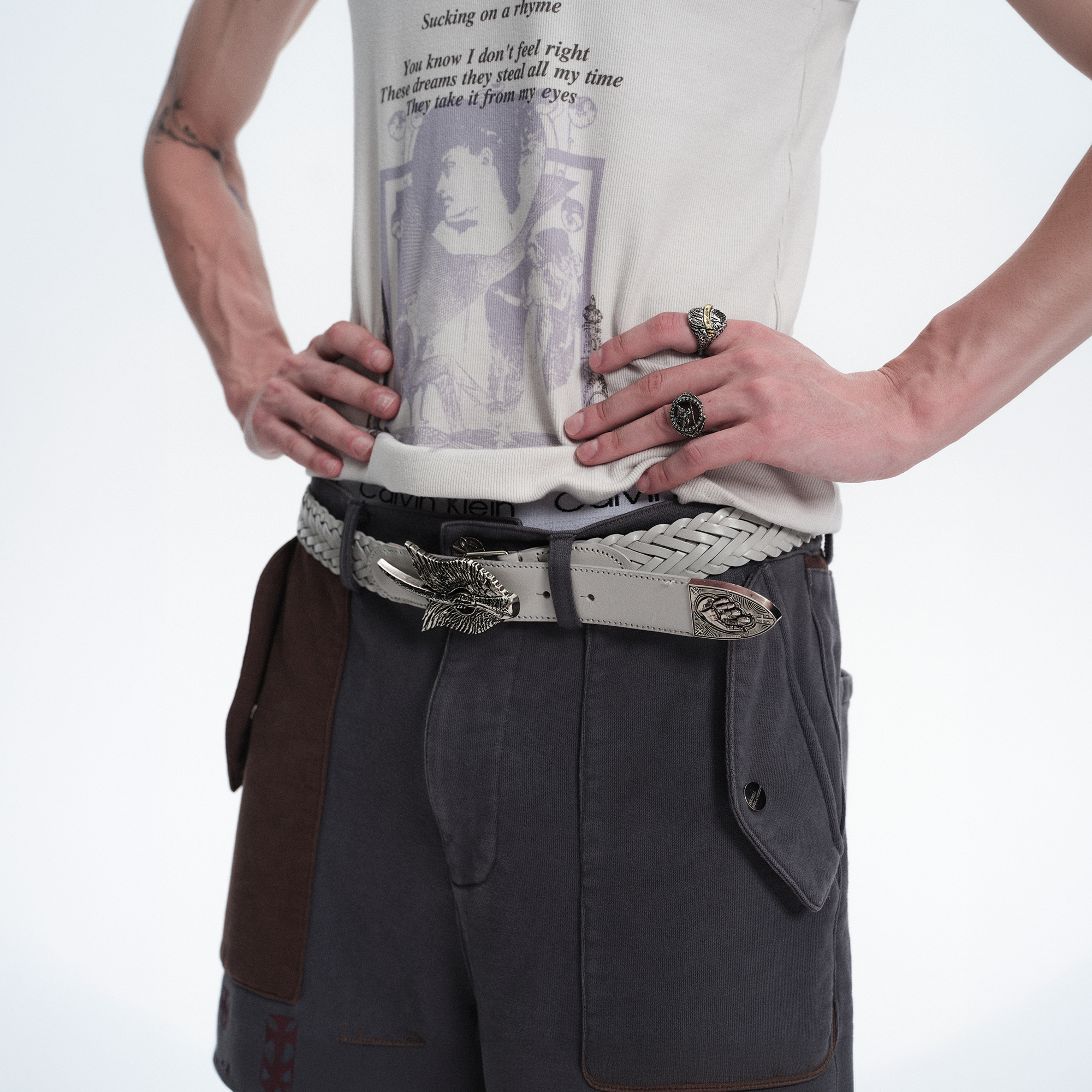 RICHILL Wing Emblem Braided Leather Belt