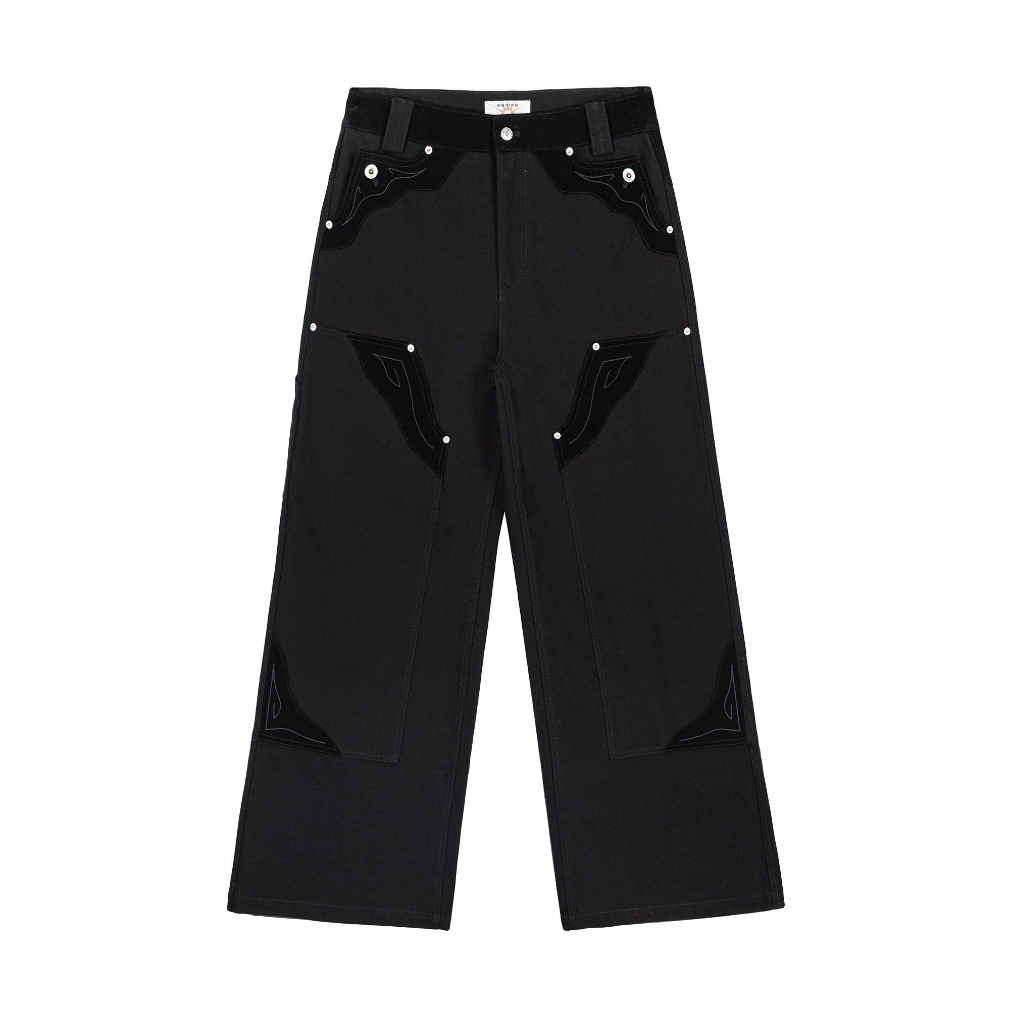 ESAIAS Rune Embroidered Velvet Panel Pants, premium urban and streetwear designers apparel on PROJECTISR.com, ESAIAS