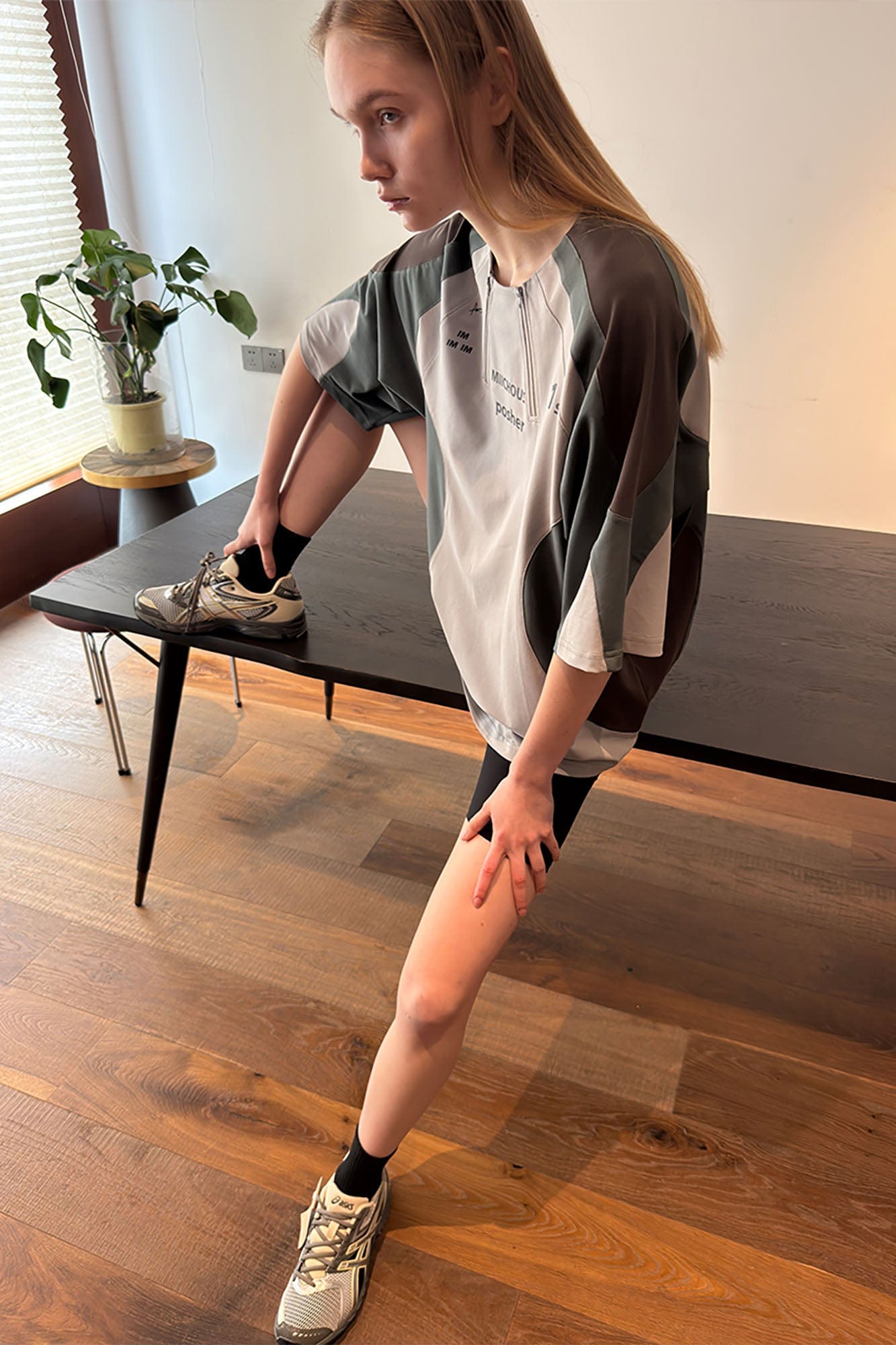 MIICHOUS Arc Spliced Dual Half-Zip Raglan T-Shirt