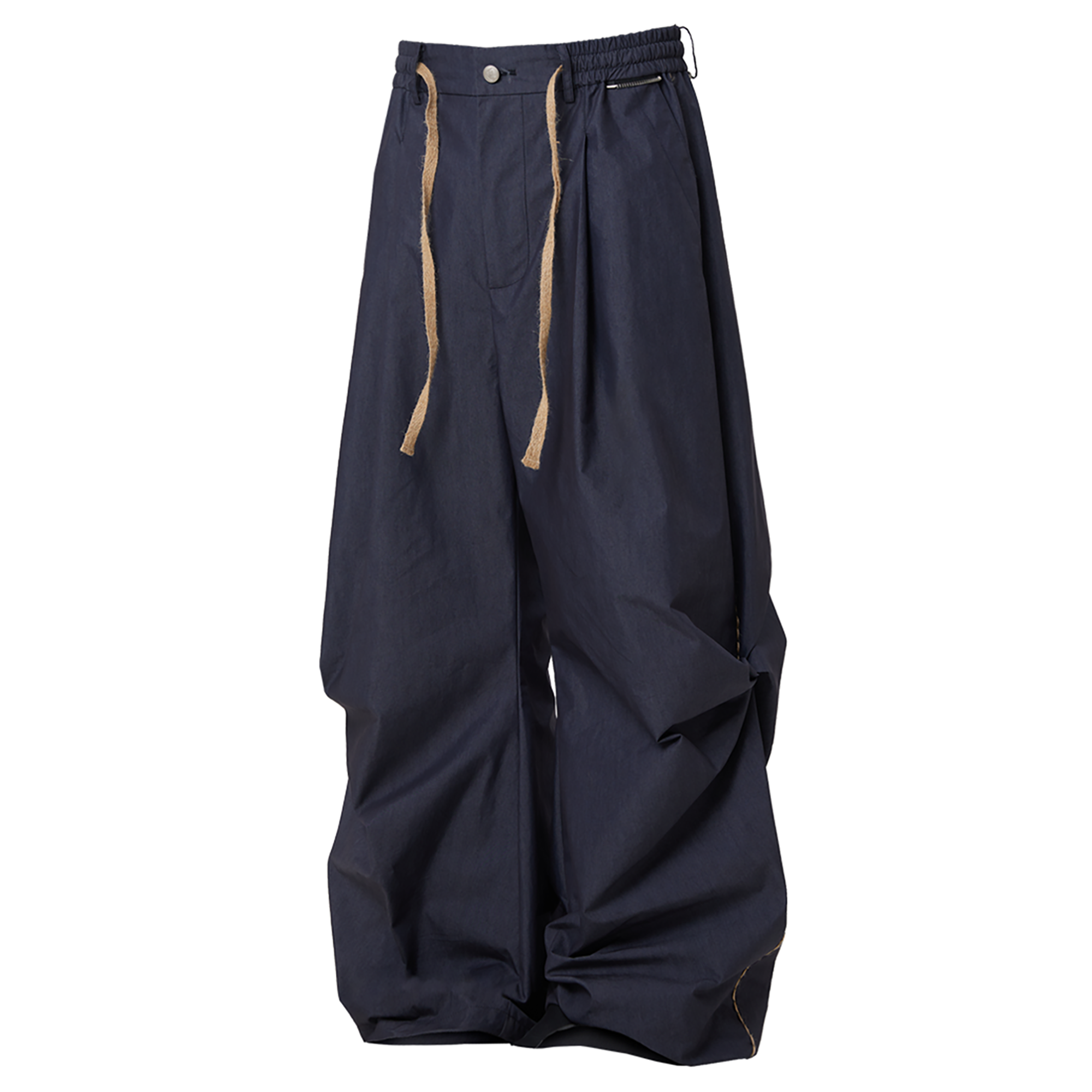 RELABEL Pleated Drawstring Cuff Parachute Pants Navy / Purple