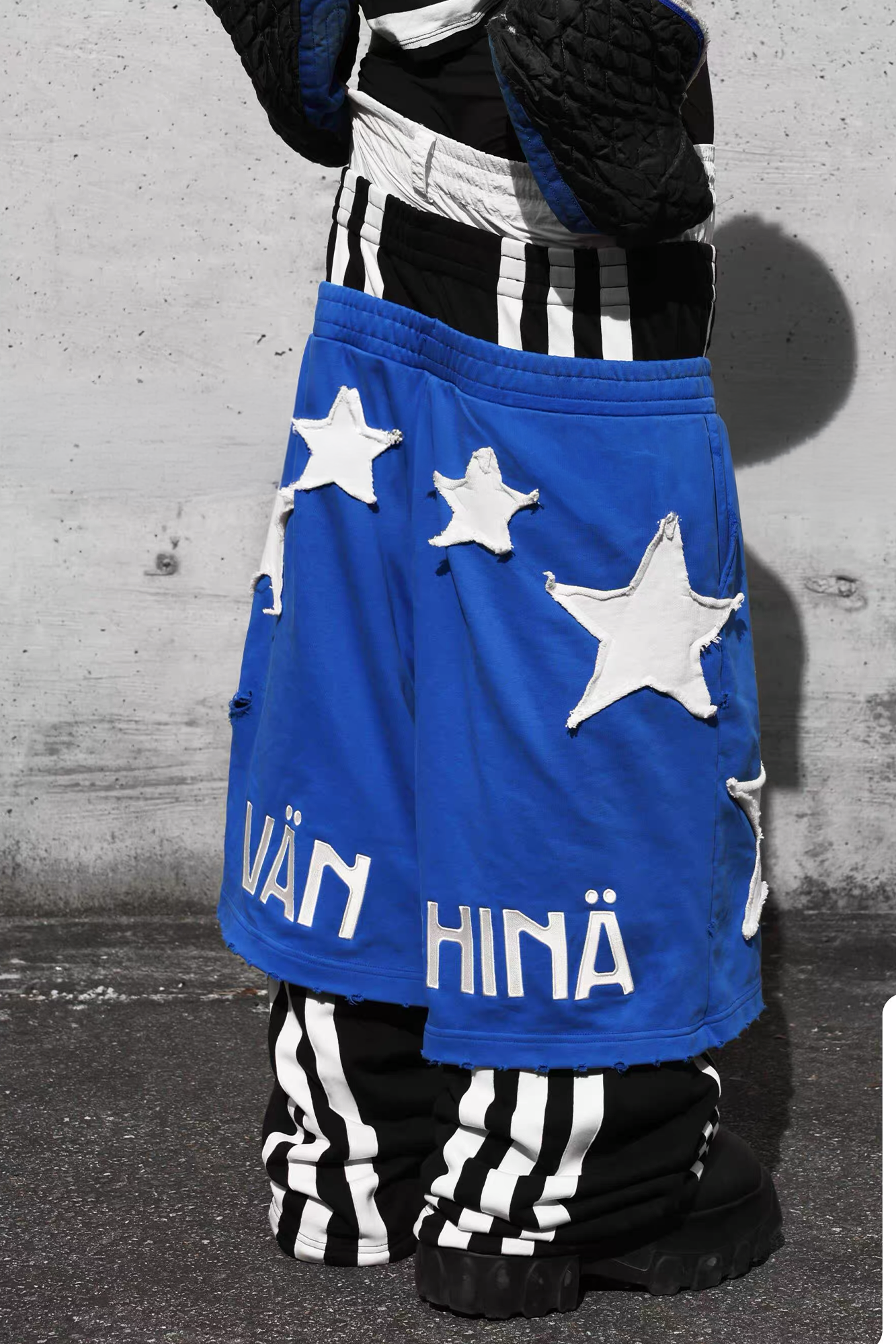 VANGUARDIA Triple-Waistband Spliced Wide-Leg Sweatpants