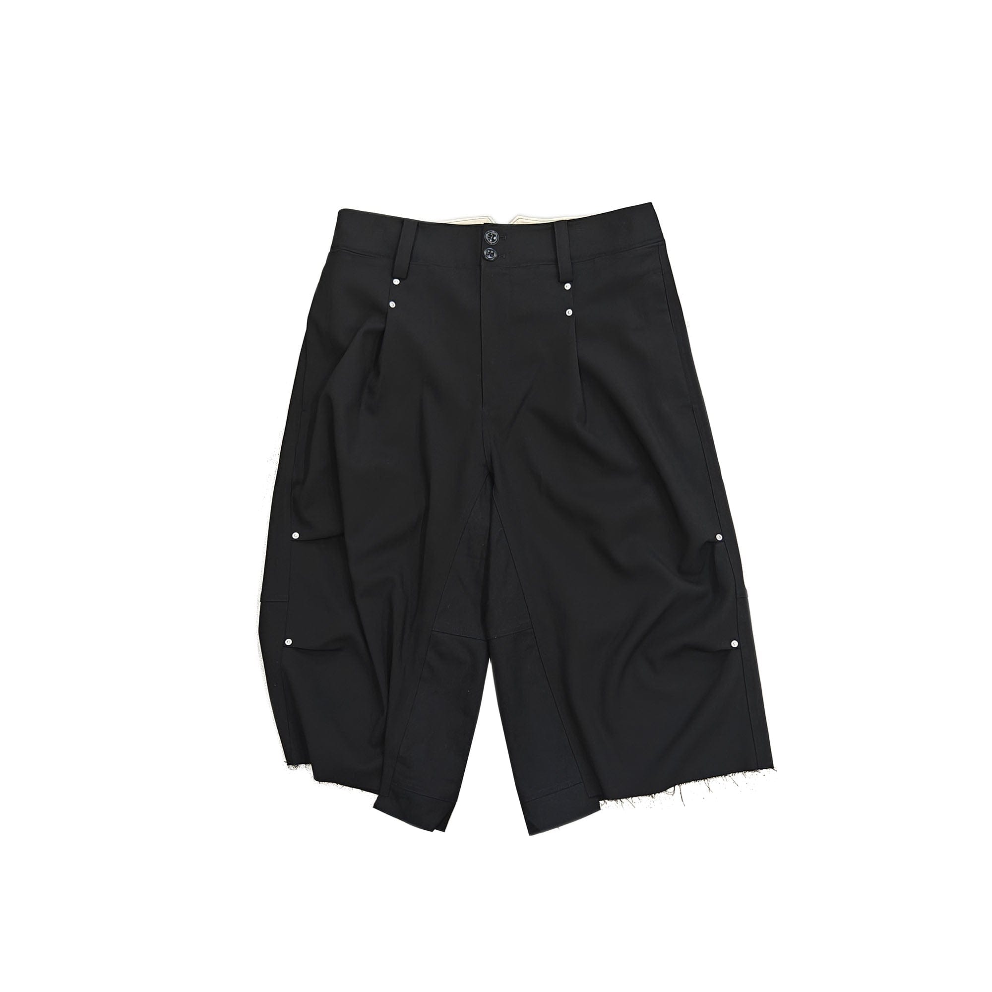 FACEONLAB Retro Pleated Raw-Edge Shorts, premium urban and streetwear designers apparel on PROJECTISR.com, FACEONLAB
