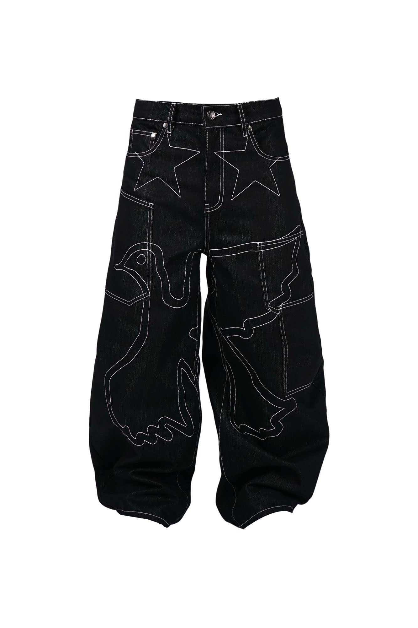 VINKID Star & Dove Contrast Stitch Baggy Jeans
