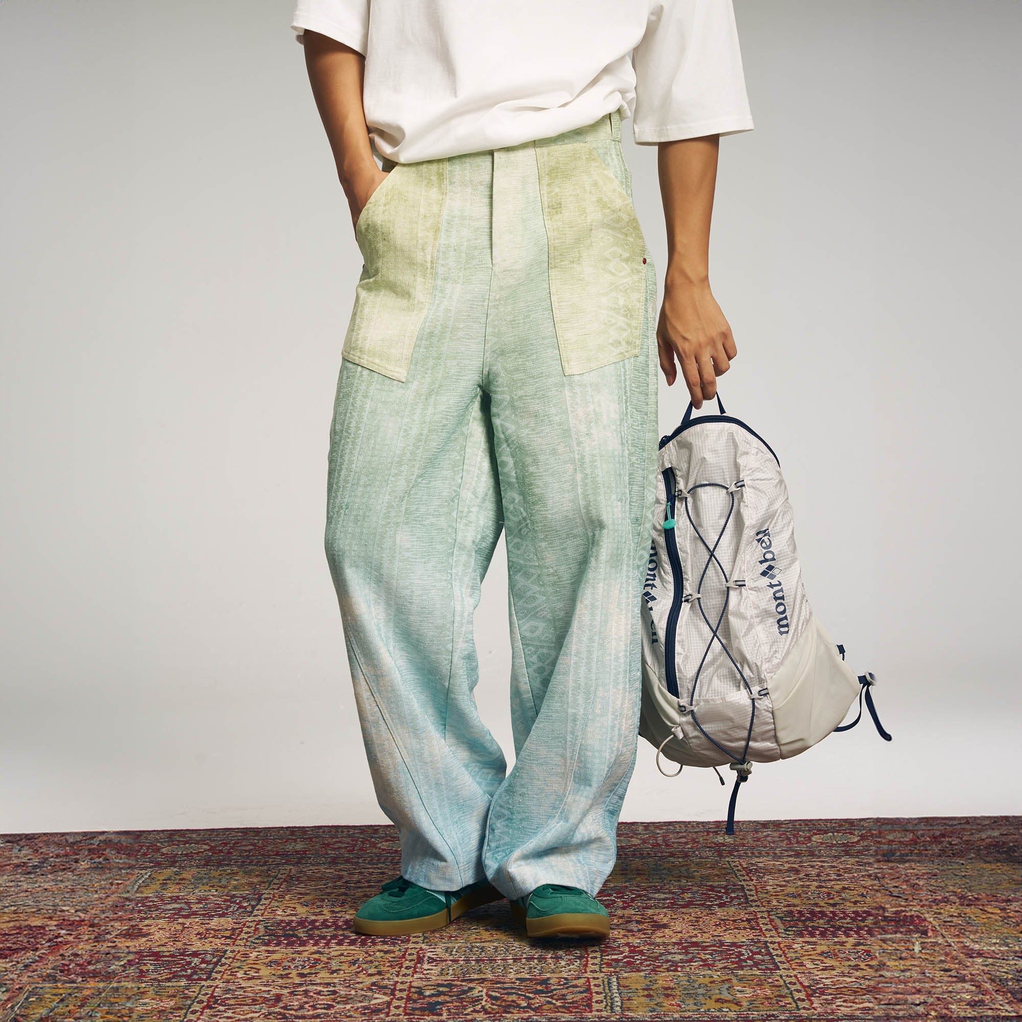 OSCILL Totem Tie-Dye Jade Gradient Spliced Pants