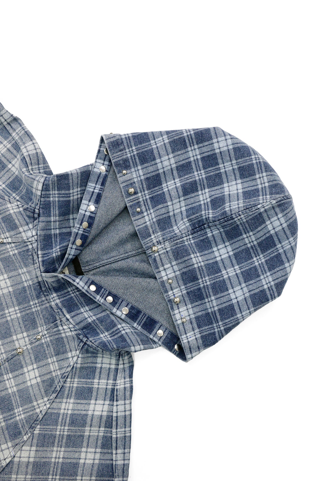 RELABEL Plaid Rivet Paneled Faded Hoodie, premium urban and streetwear designers apparel on PROJECTISR.com, RELABEL