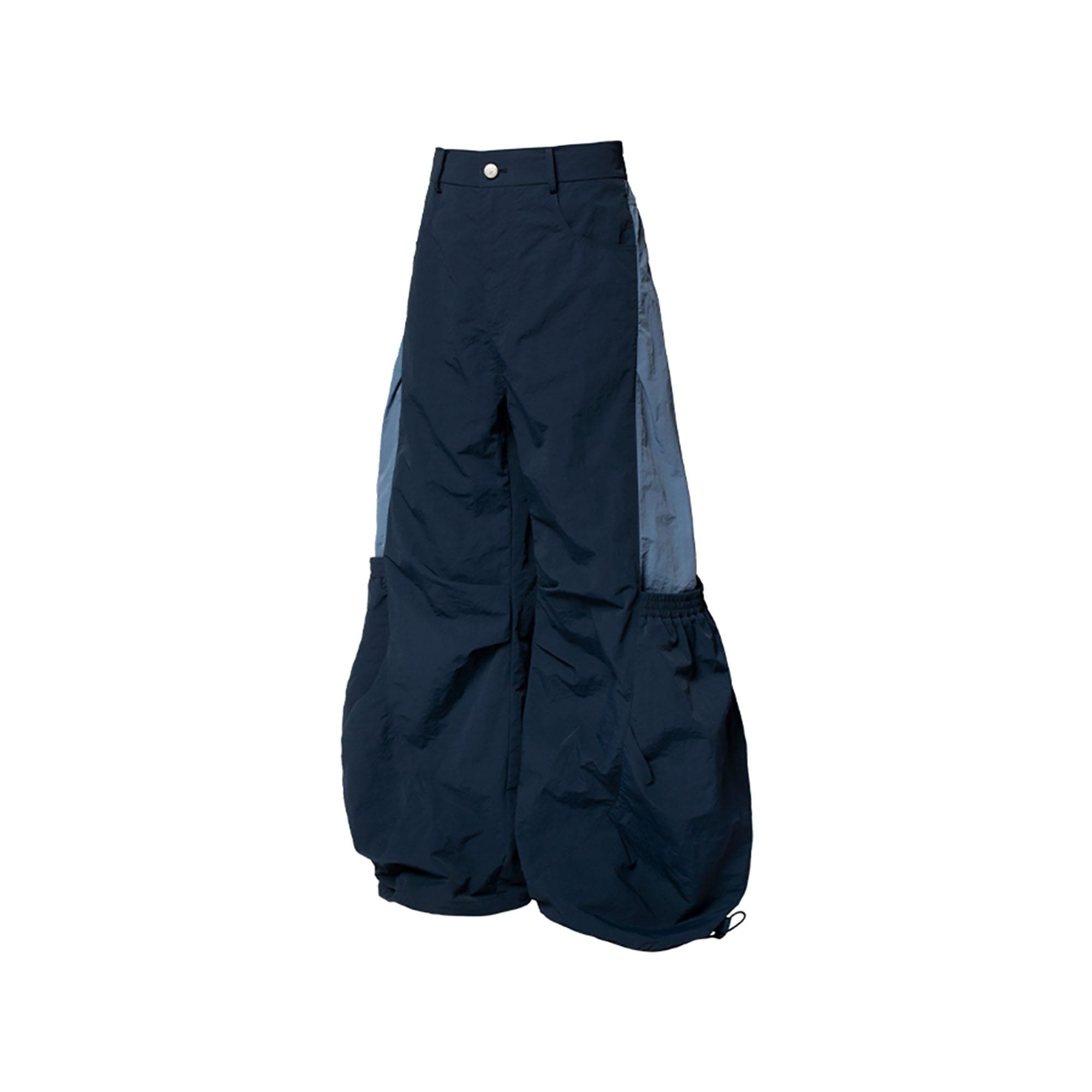 RELABEL Big-Pocket Pleated Oversized Curved Pants Blue, premium urban and streetwear designers apparel on PROJECTISR.com, RELABEL